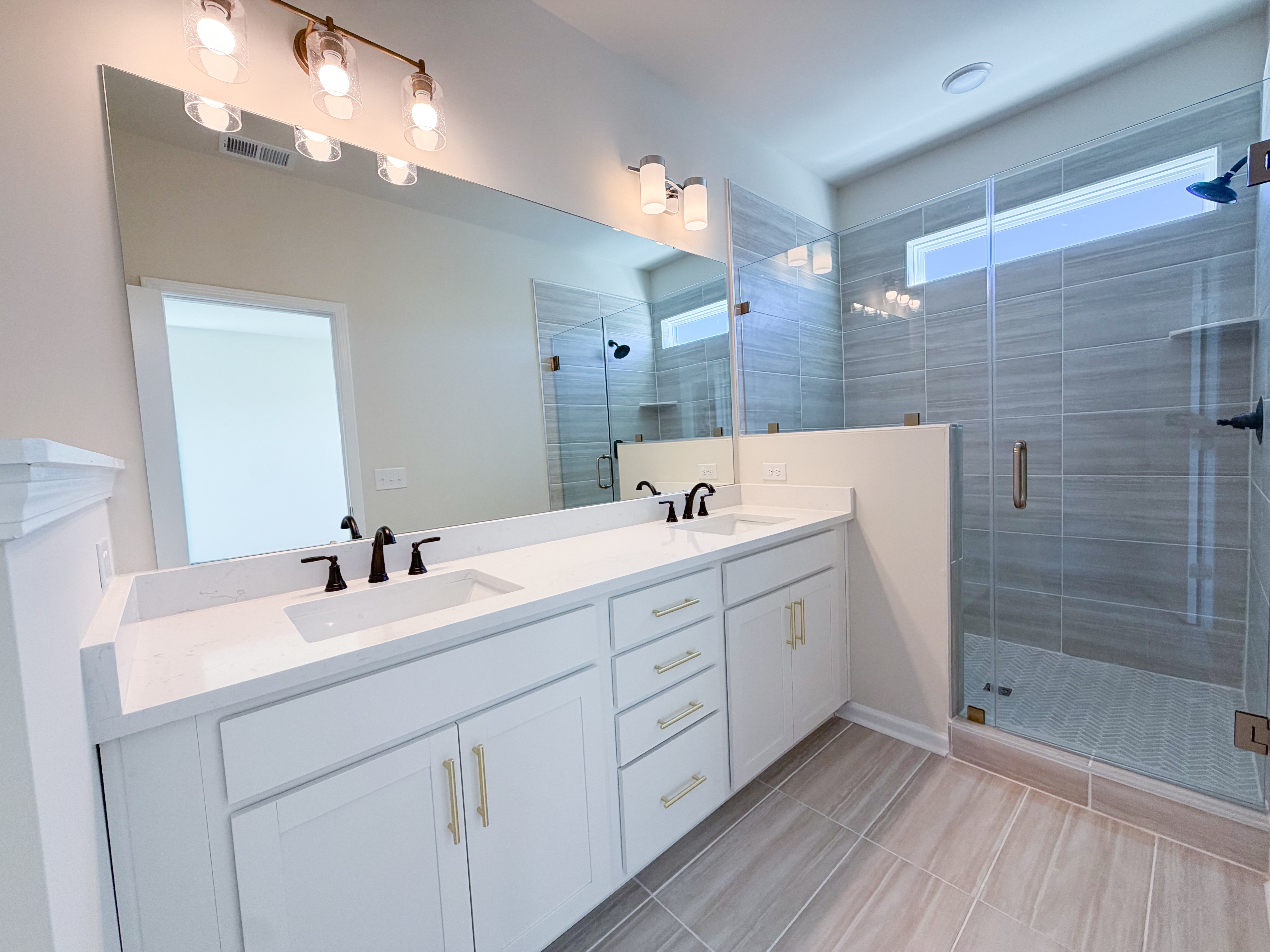 The primary bathroom of the Sage on homesite 213 at Nexton