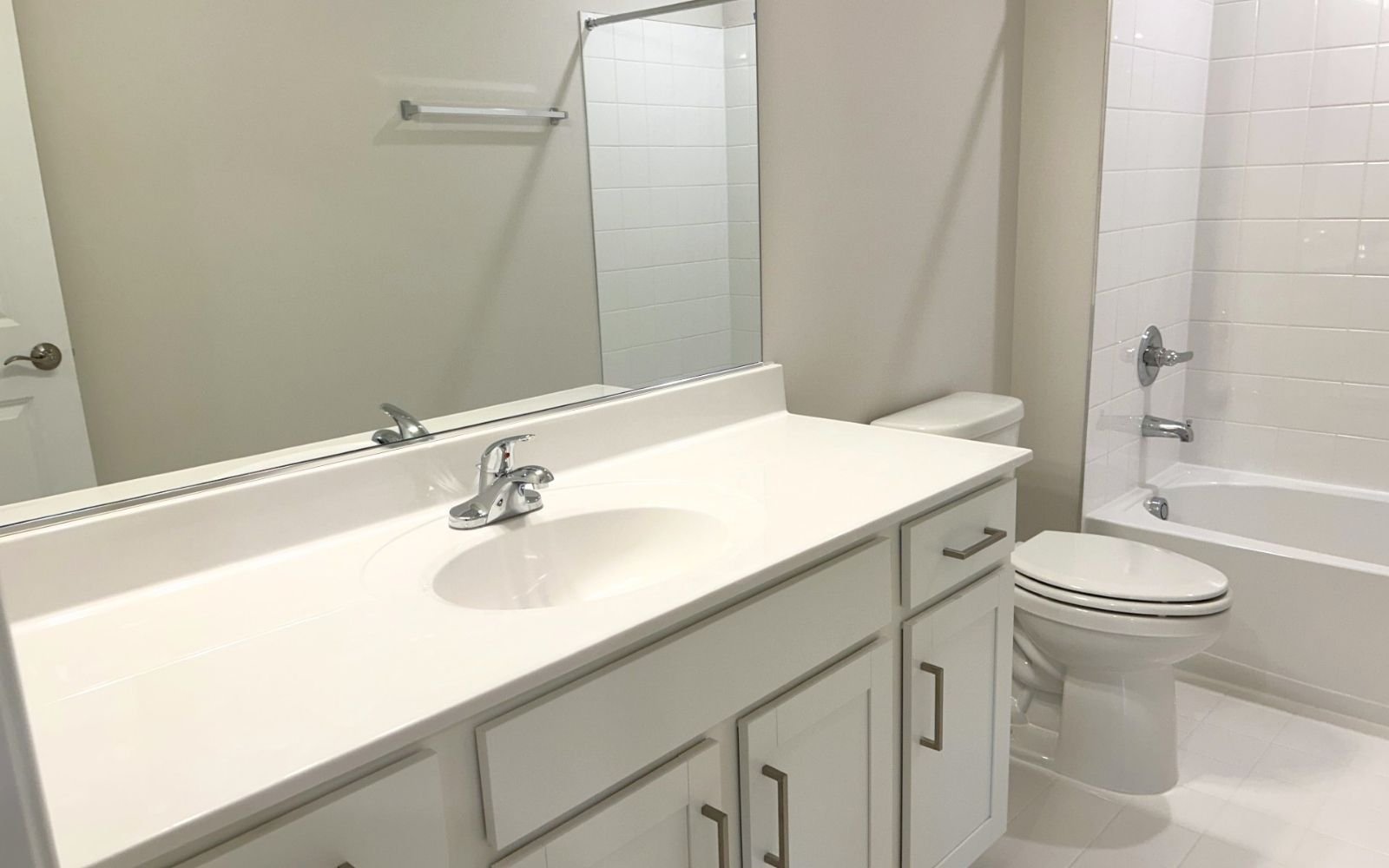 A secondary bathroom of the Hemingway on homesite 2103 at Hiatt Pointe at Snowden Bridge.