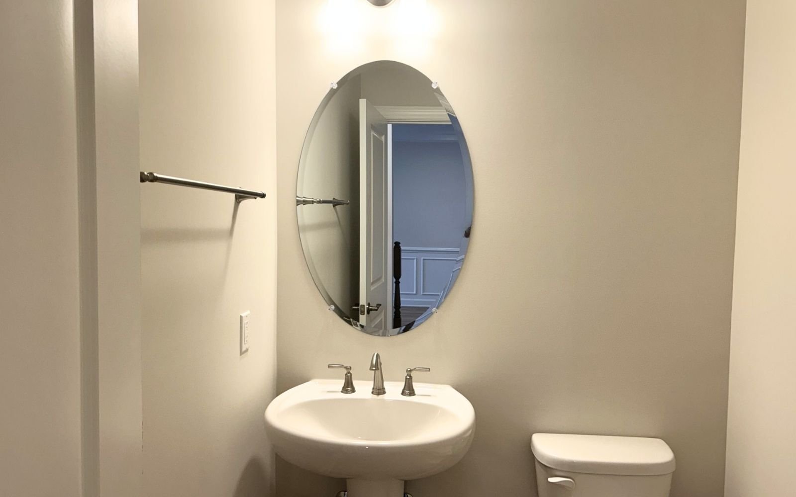 The powder room of the Northgate on homesite 1103 at Hiatt Pointe at Snowden Bridge.