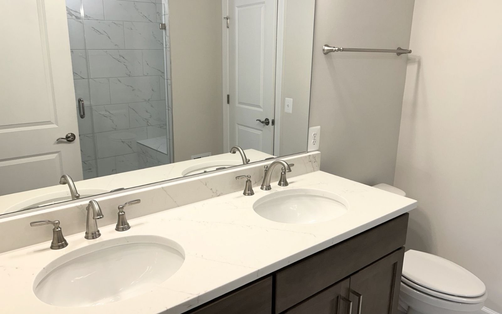 The primary bathroom of the Northgate on homesite 1103 at Hiatt Pointe at Snowden Bridge.