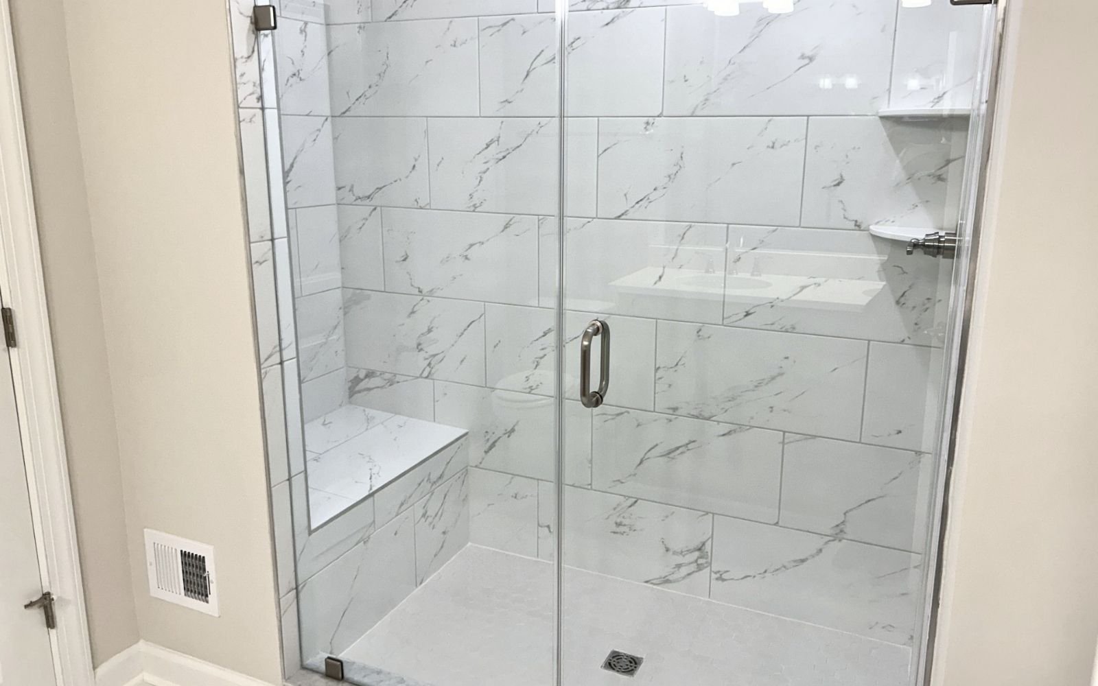 The primary bathroom of the Northgate on homesite 1103 at Hiatt Pointe at Snowden Bridge.