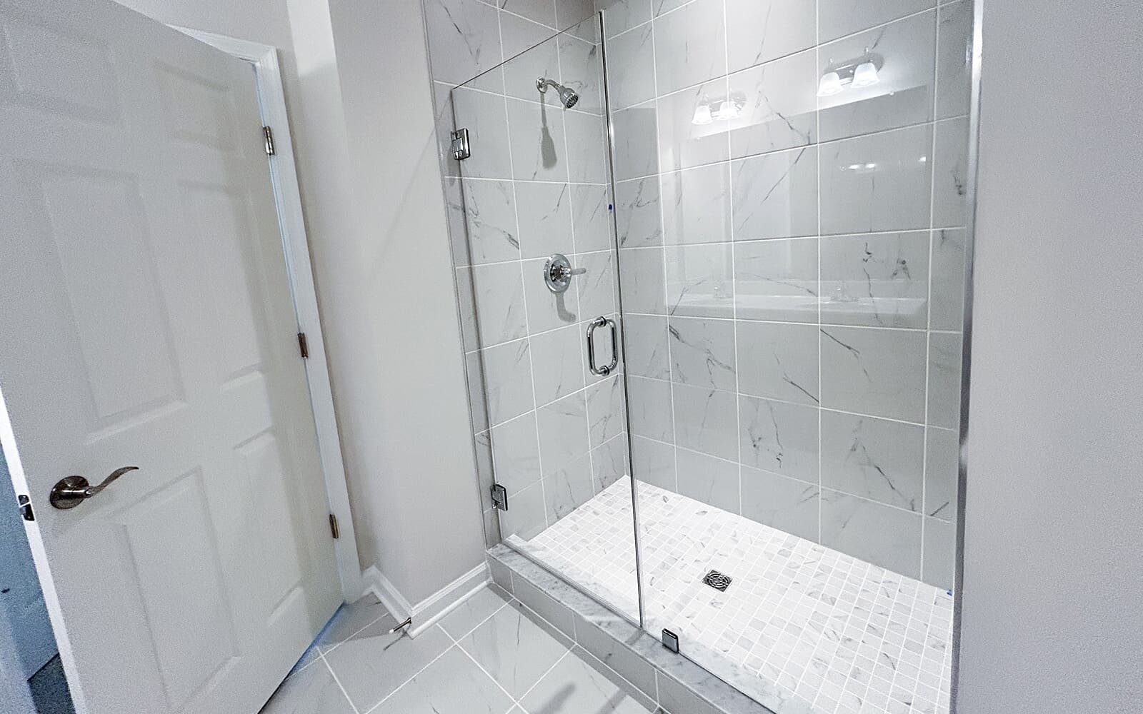 The primary bathroom in the Northgate villa home on homesite 1028 at Hiatt Pointe at Snowden Bridge by Brookfield Residential.