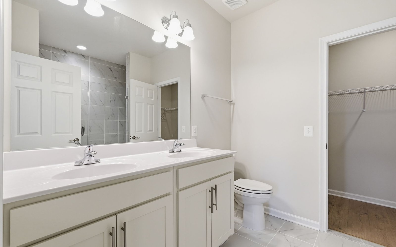 The primary bathroom of the Northgate on homesite 1010 at Hiatt Pointe at Snowden Bridge.