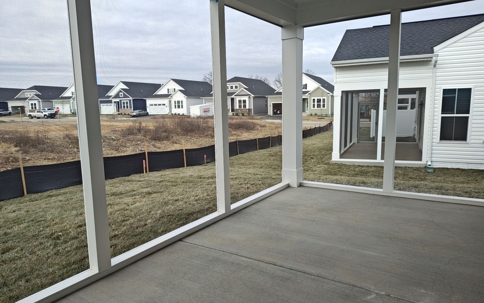 The rear porch of the Hemingway on homesite 2118 at Hiatt Pointe at Snowden Bridge.