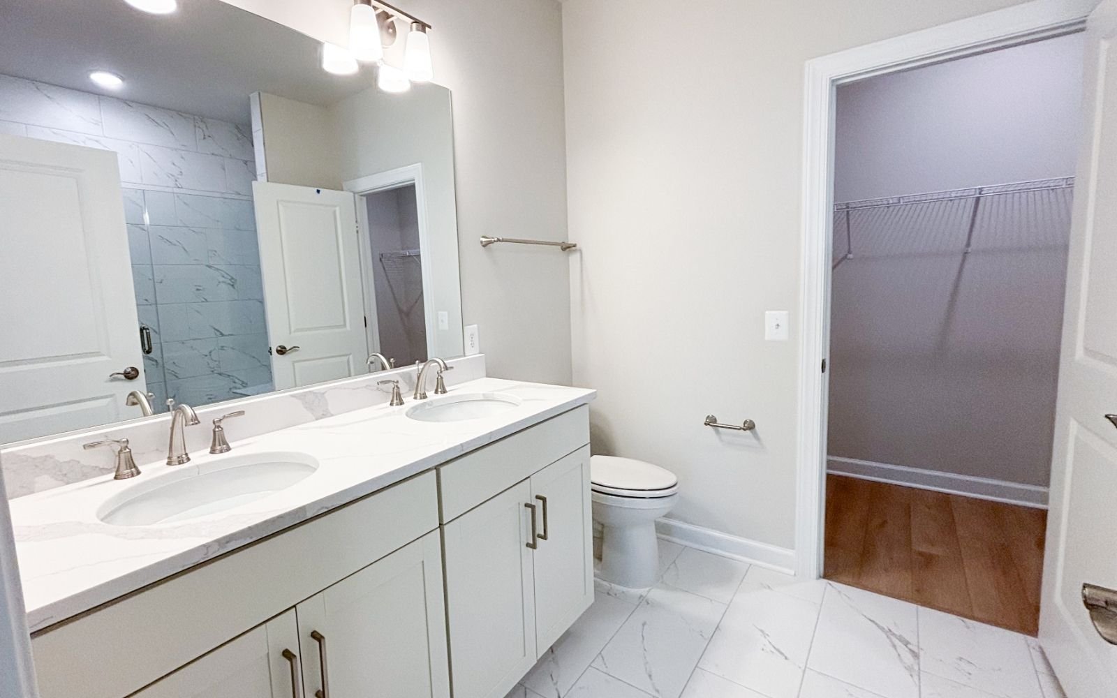 The primary bathroom of the Northgate on homesite 1105 at Hiatt Pointe at Snowden Bridge.