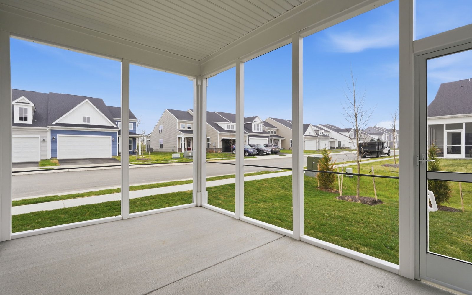 The screened porch of the Rockwell on homesite 1121 at Hiatt Pointe at Snowden Bridge.