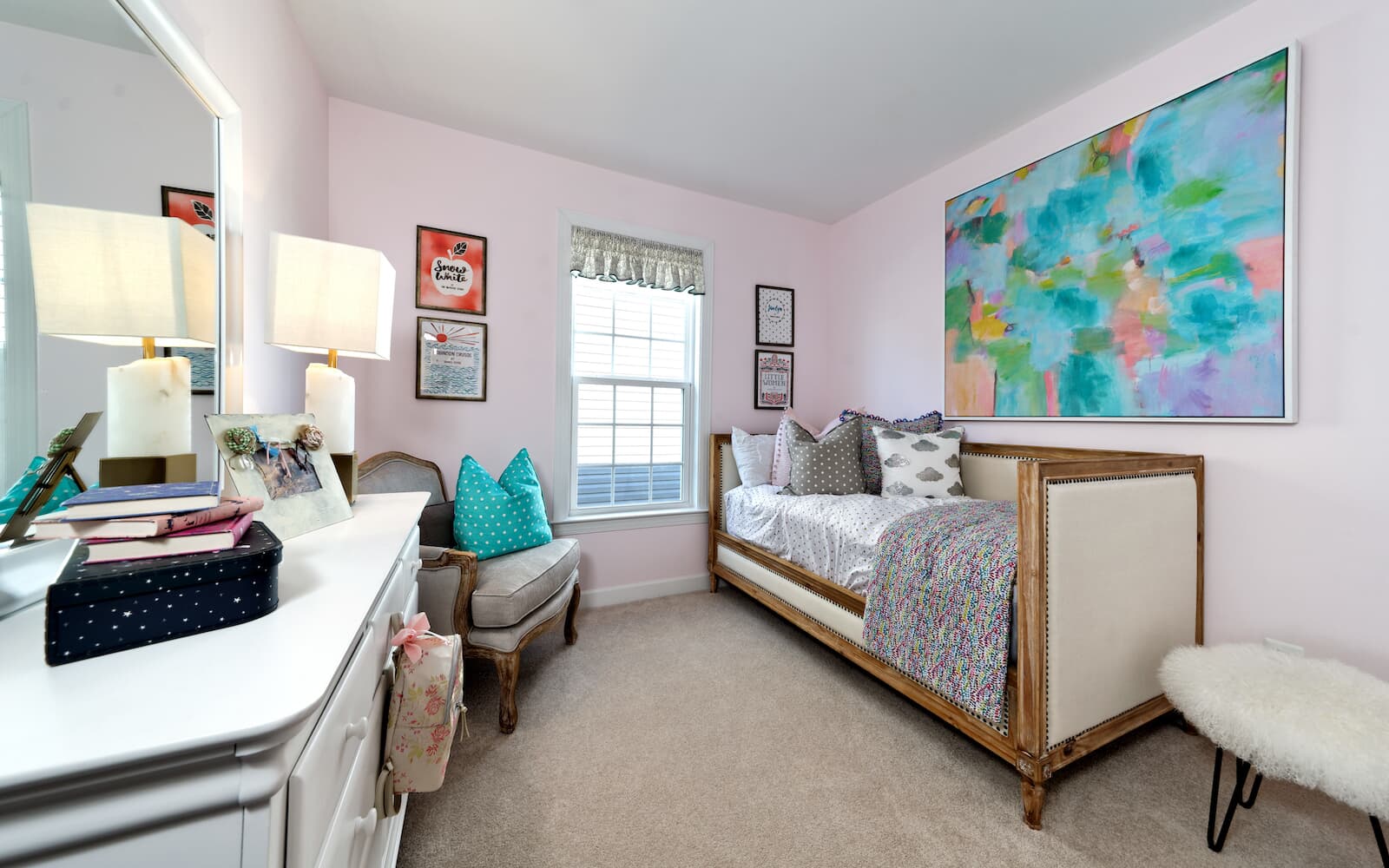 A secondary bedroom in the Pendleton home design by Brookfield Residential in Snowden Bridge