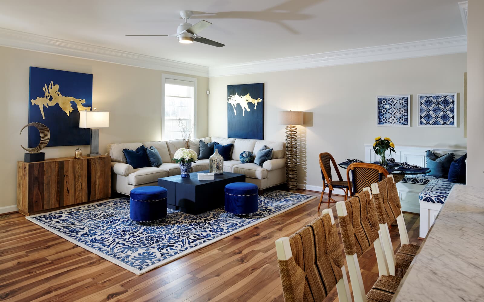 The great room of the Pendleton home design by Brookfield Residential in Snowden Bridge