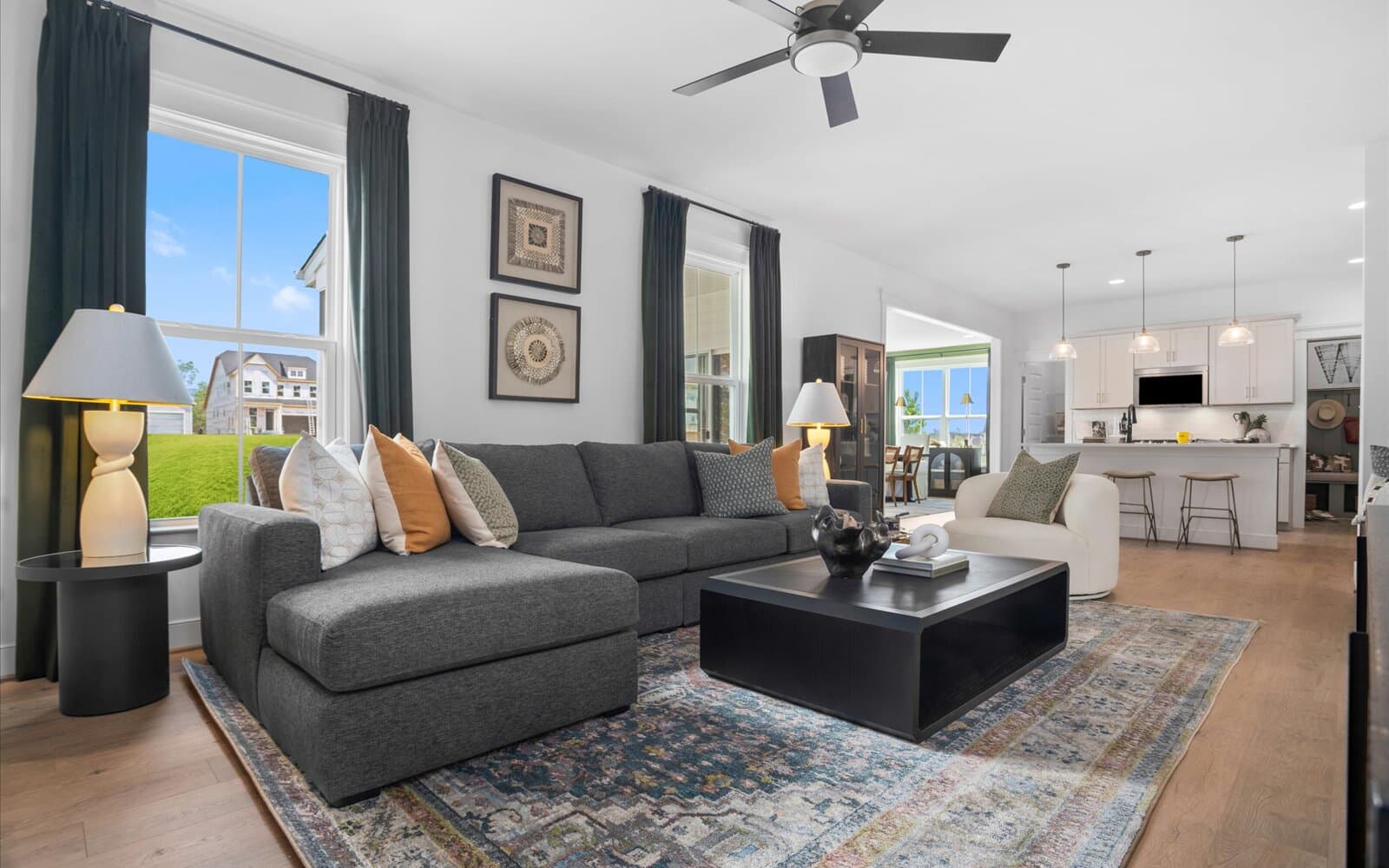 The family room of the Sheridan II single-family home by Brookfield Residential.