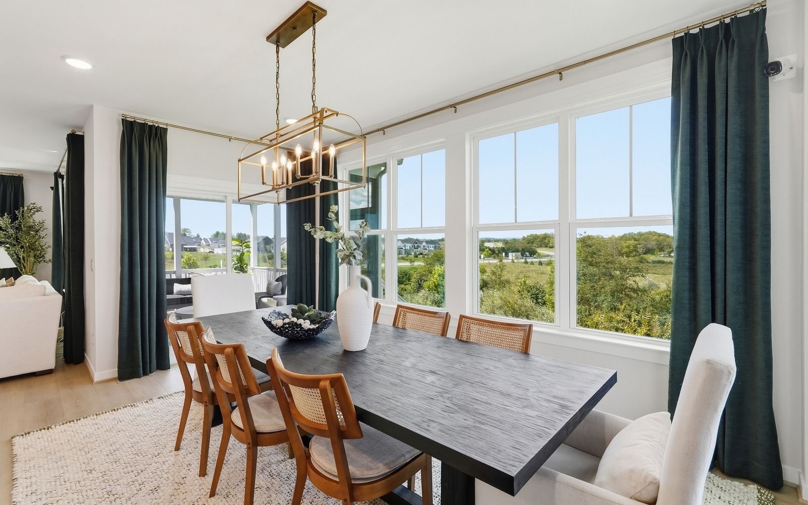 The dining room of the Sinclair model home at Snowden Bridge.