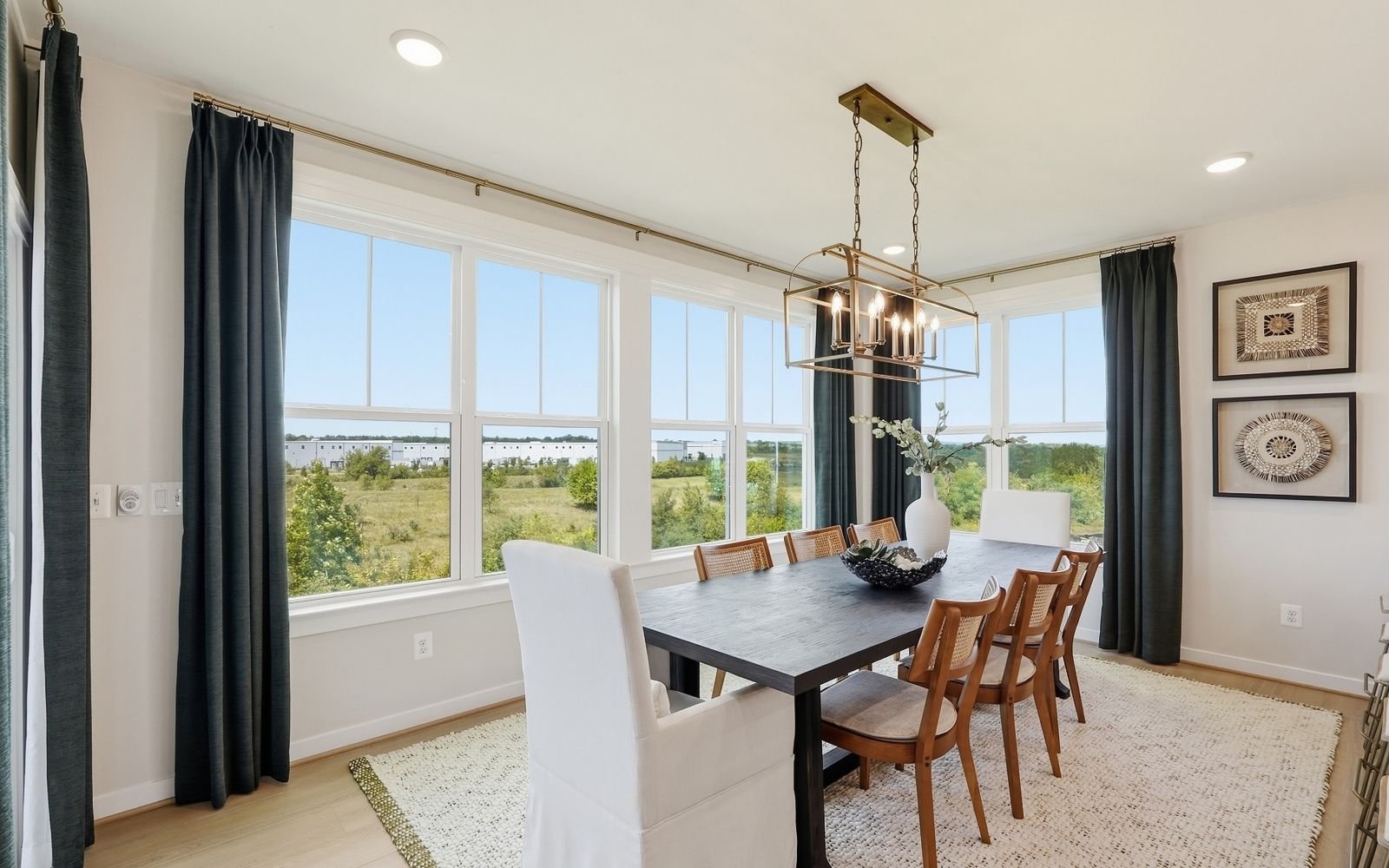 The dining room of the Sinclair model home at Snowden Bridge.