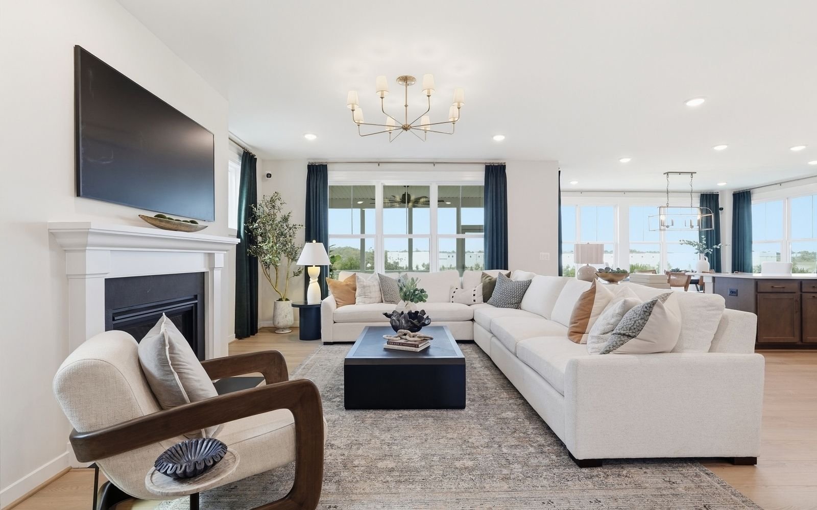 The family room of the Sinclair model home at Snowden Bridge.