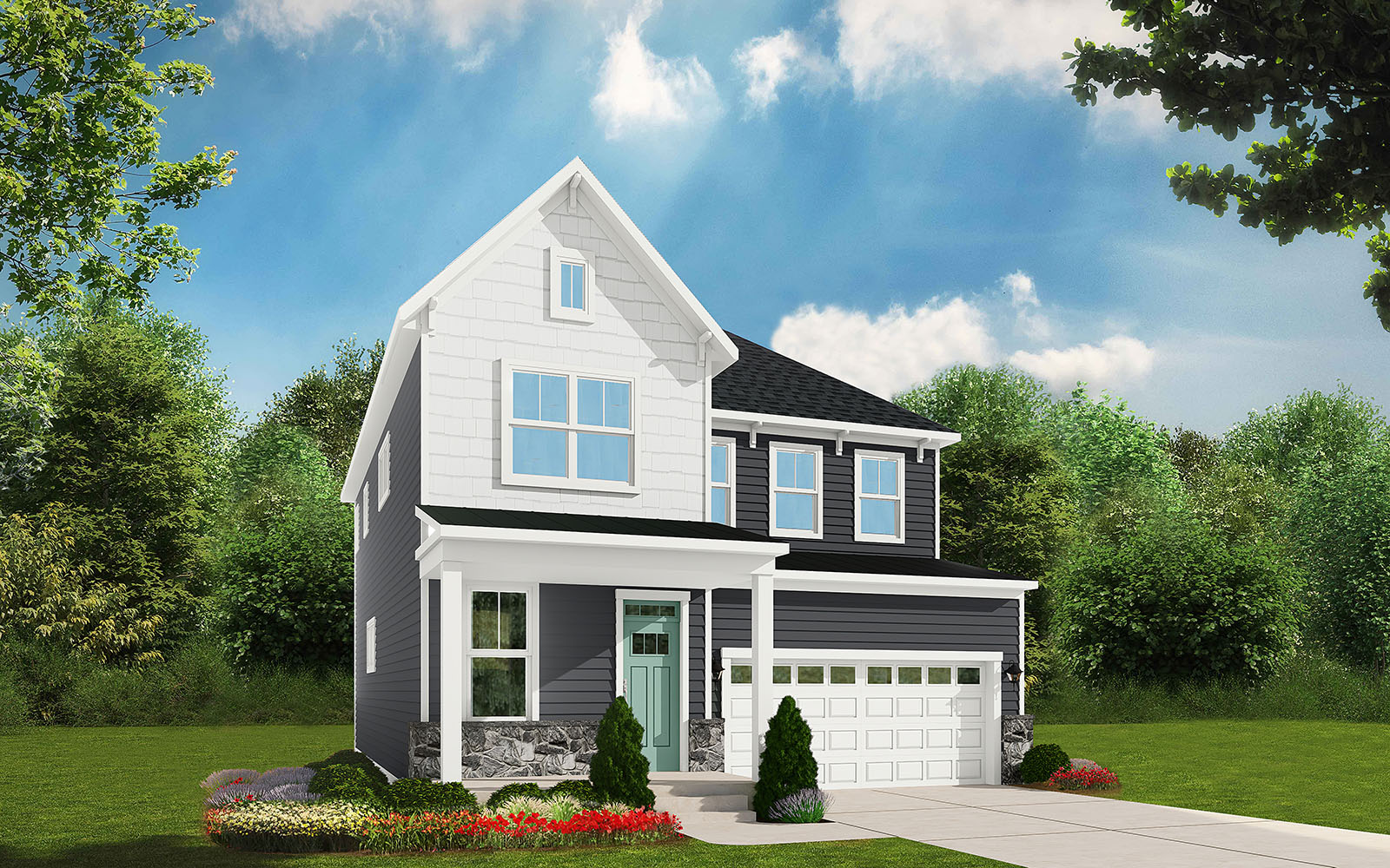 A rendering of elevation 4 of the Sinclair single family home at Snowden Bridge by Brookfield Residential.