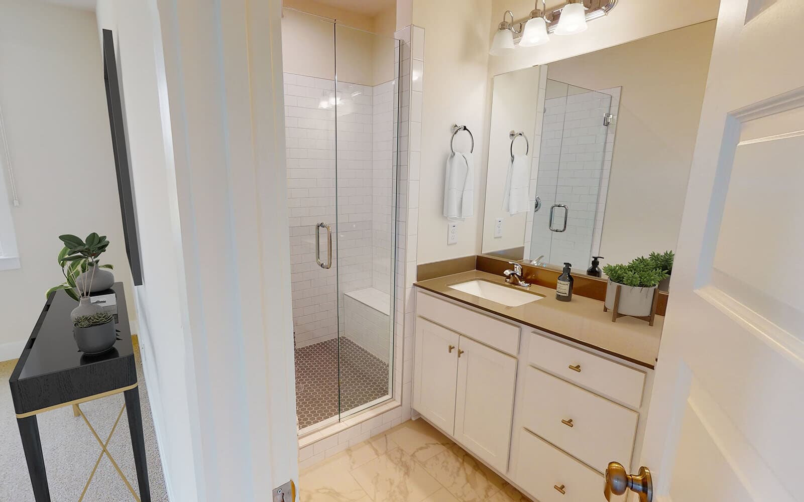 The primary bathroom of the Sinclair by Brookfield Residential