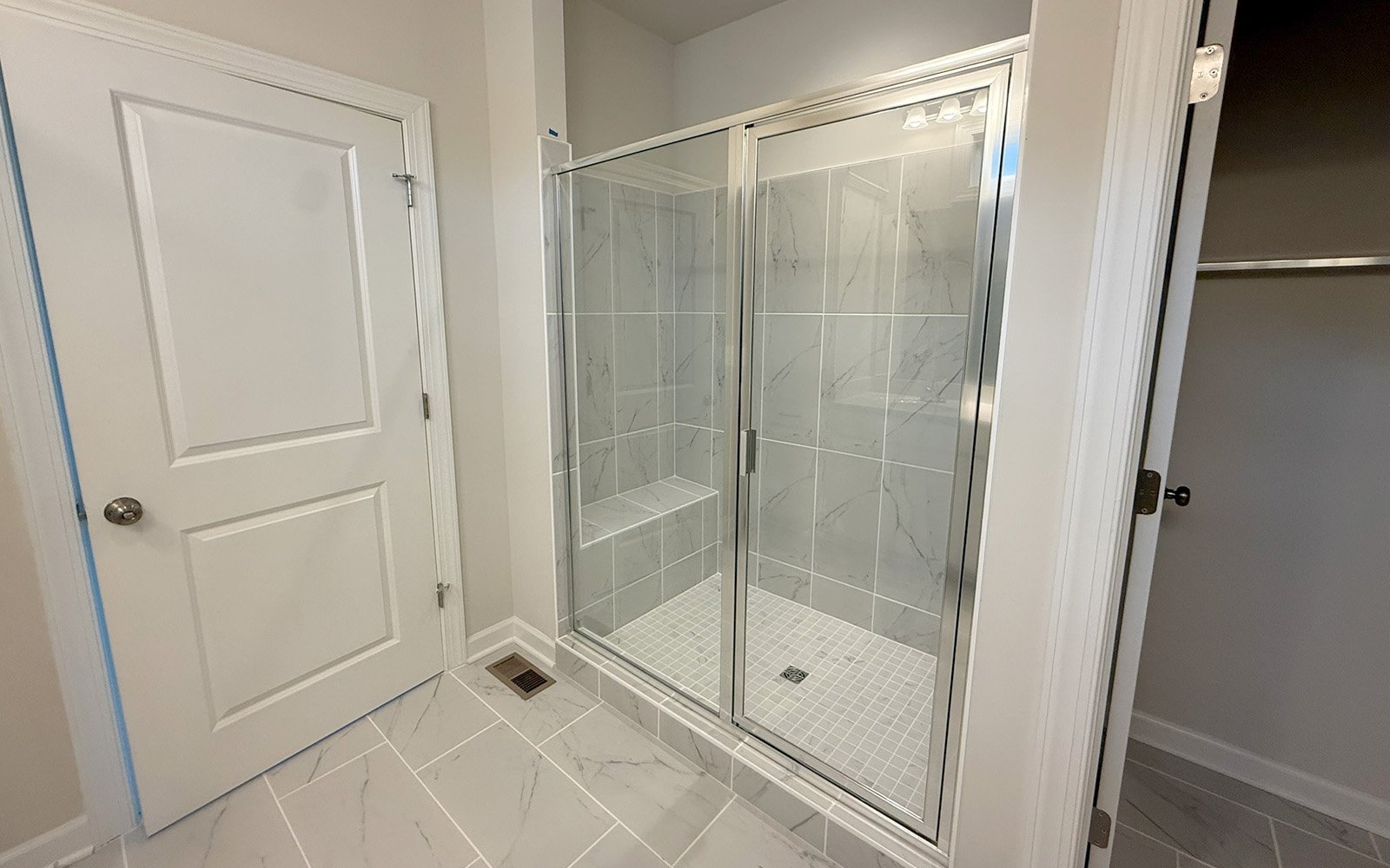 The primary bathroom in the Denison on homesite 2368 at Snowden Bridge.