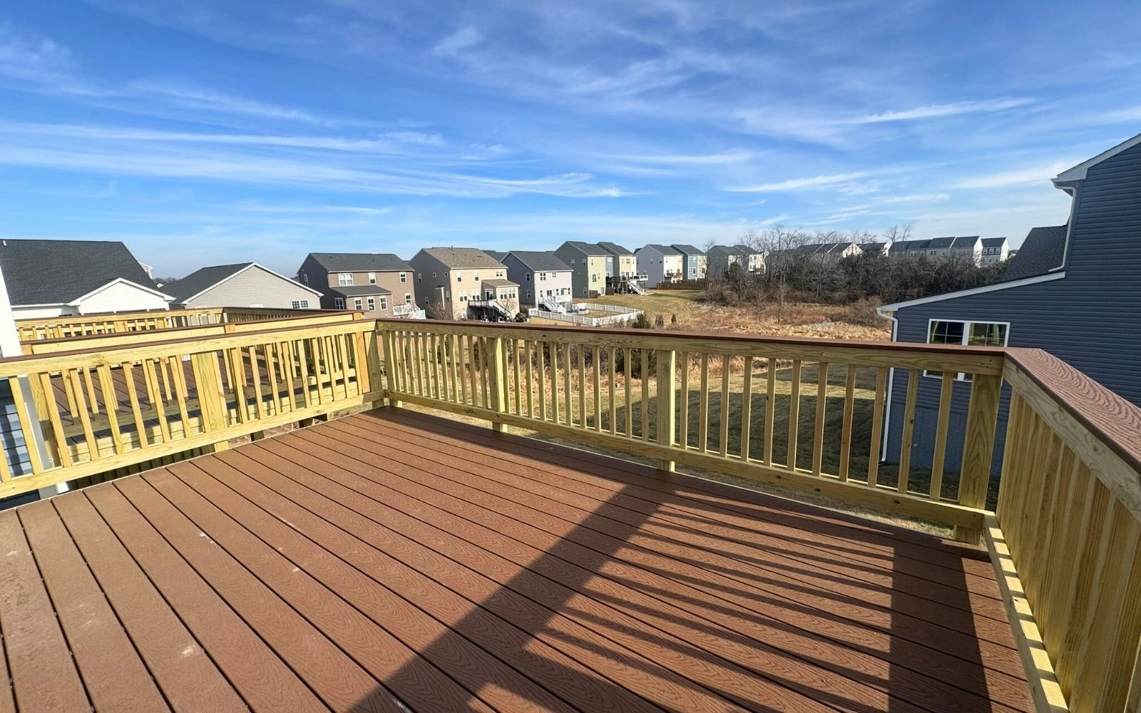 The rear deck of the Skyline on homesite 2153 at Snowden Bridge.