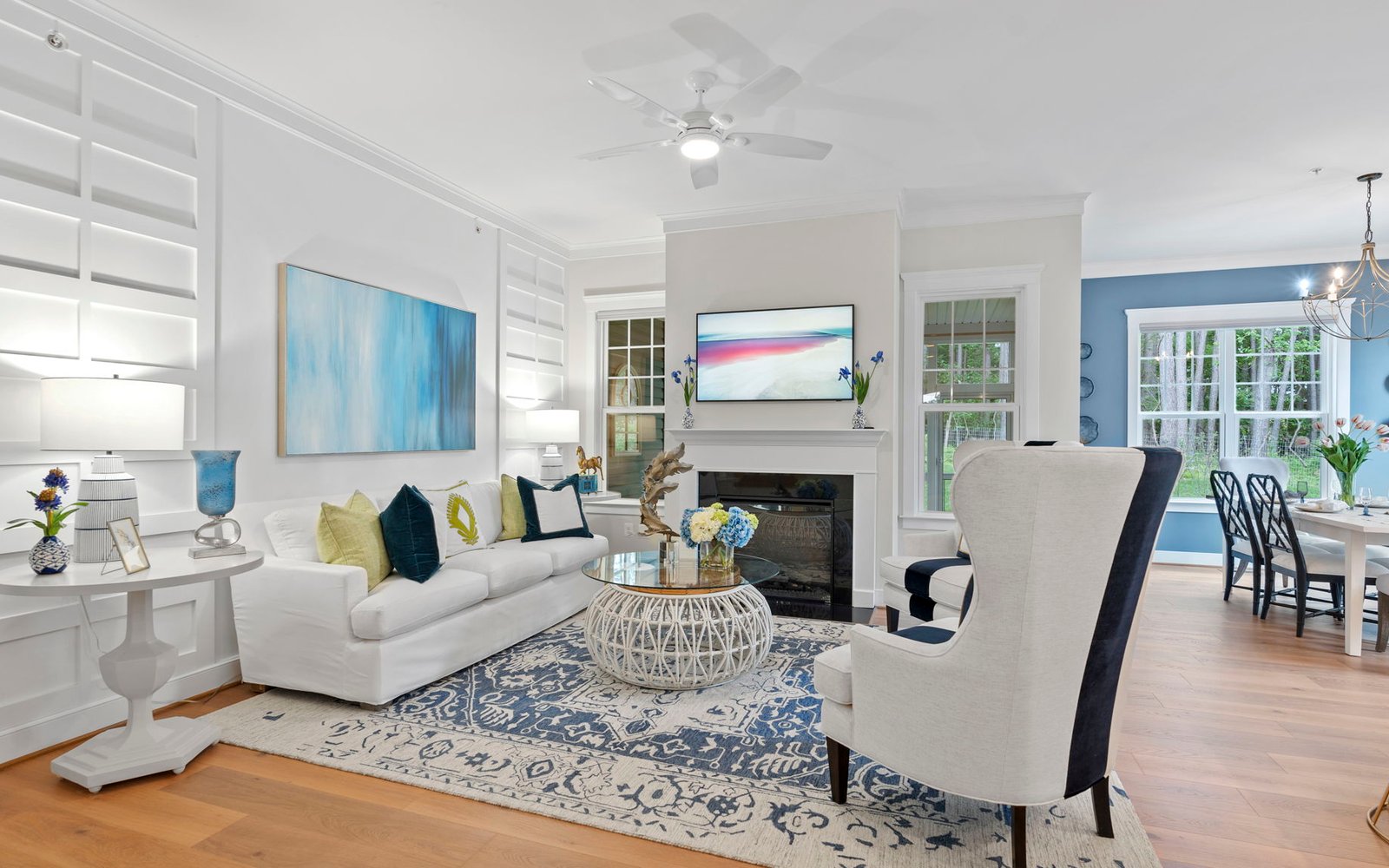 The family room  in the Monet at The Crest at Linton Hall.