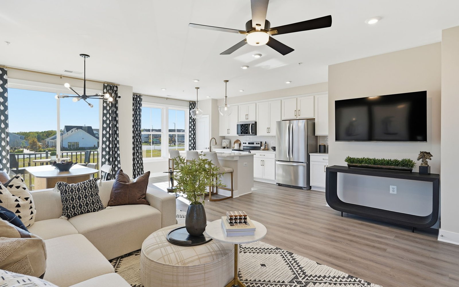 The great room of the Amber by Brookfield Residential.