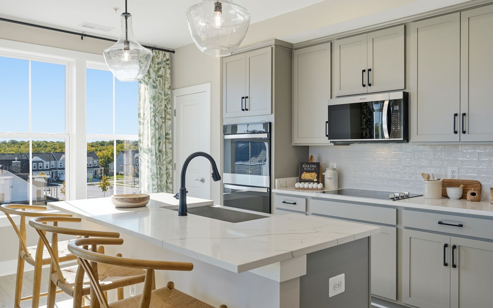 The kitchen eating bar of the Scarlet by Brookfield Residential.