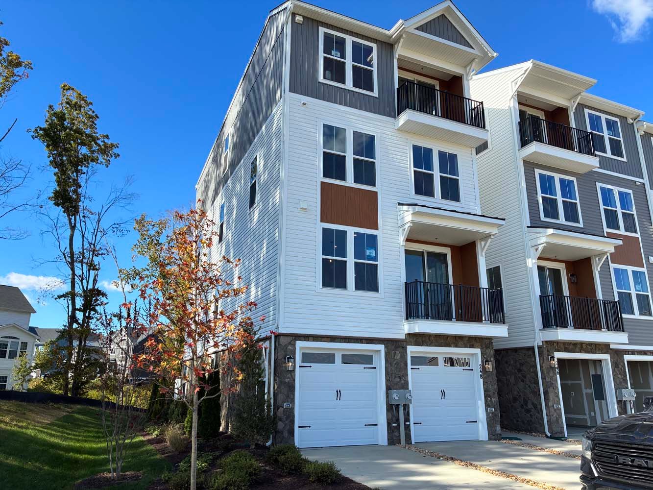 The exterior of the Amber on homesite 101 by Brookfield Residential at Cascades at Embrey Mill.