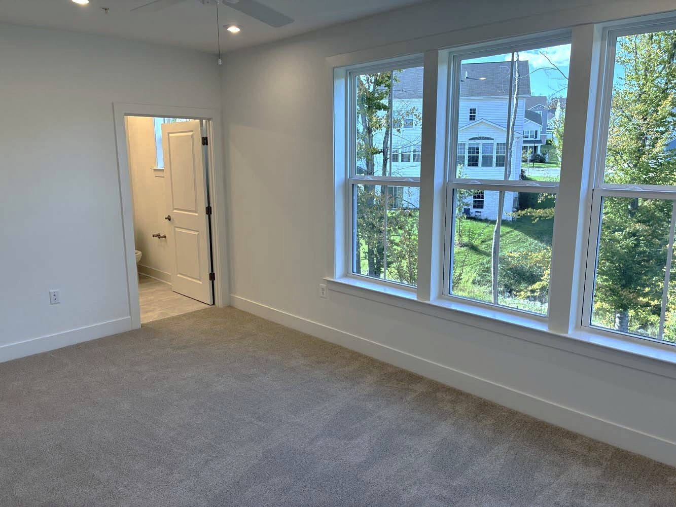 The primary bedroom of the Amber on homesite 101 by Brookfield Residential at Cascades at Embrey Mill.