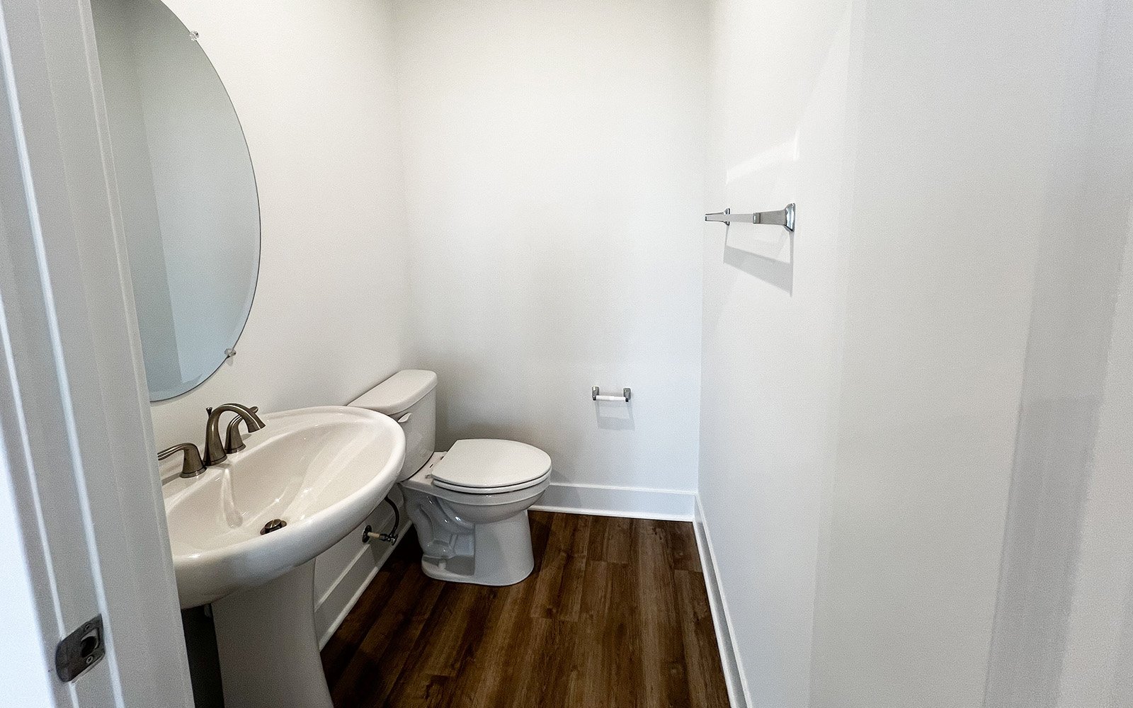 The powder room of the Amber on homesite 107 at Cascades at Embrey Mill by Brookfield Residential.