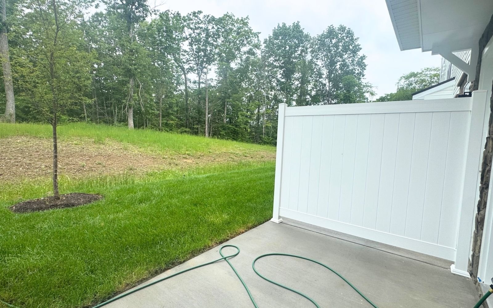 The rear patio of the Amber on homesite 1219 at Cascades at Embrey Mill.