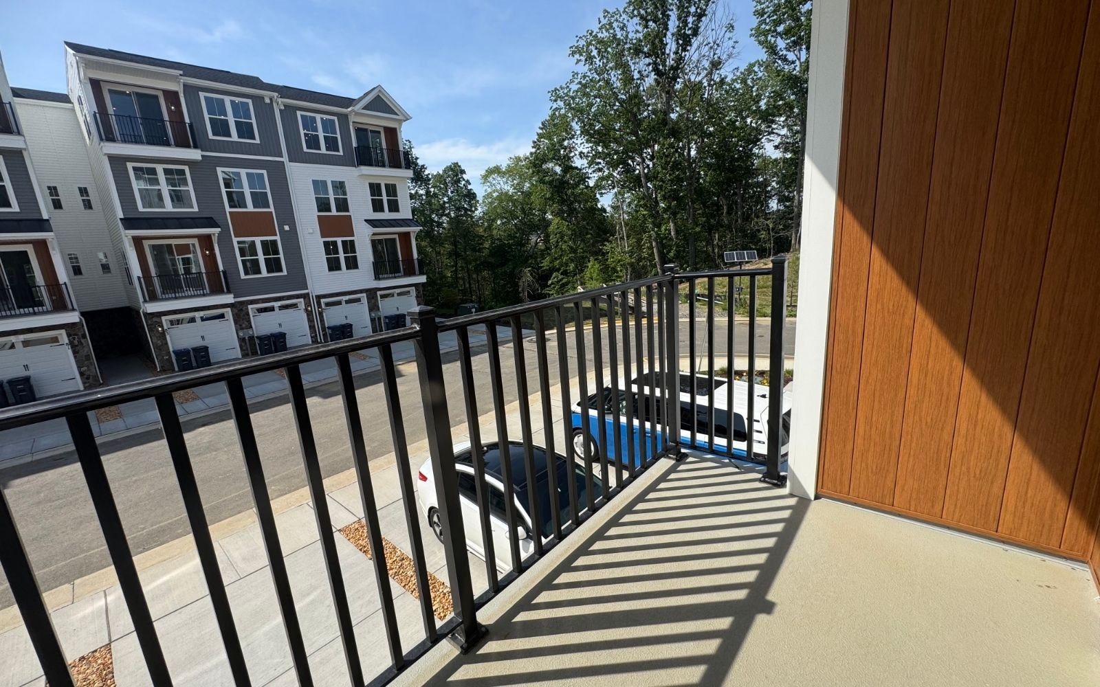 The balcony of the Amber on homesite 139 at Cascades at Embrey Mil.