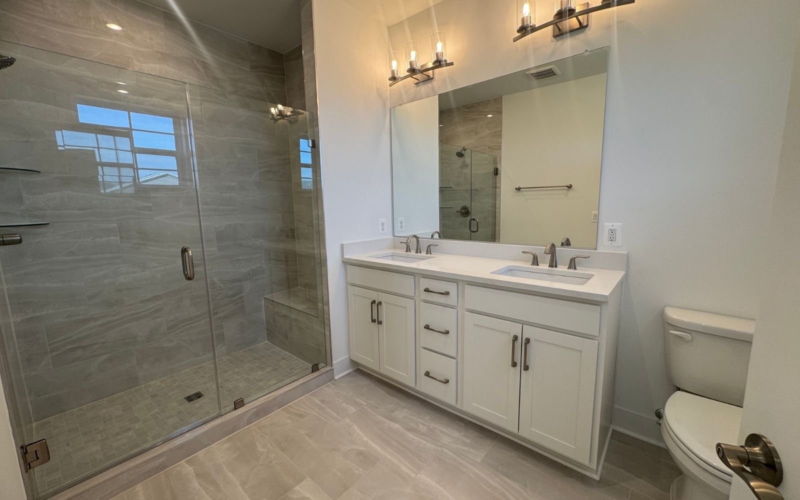 The primary bathroom in the Amber on homesite 139 at Cascades at Embry Mill.
