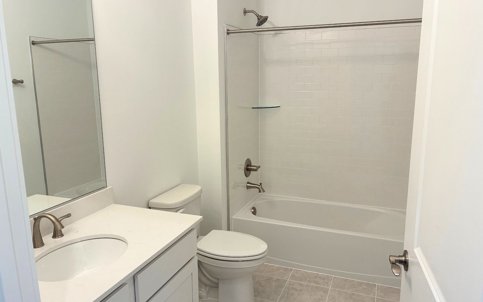 A secondary bathroom of the Scarlet on homesite 106 at Cascades at Embrey Mill.