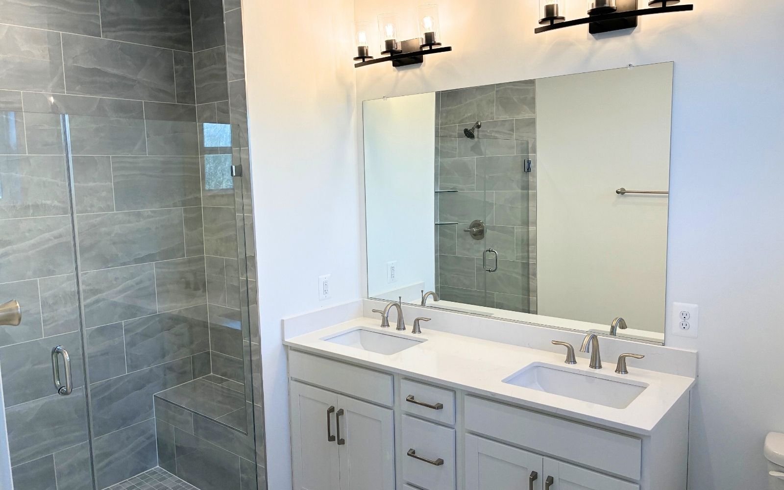 The primary bathroom in the Scarlet on homesite 106 at Cascades at Embrey Mill.