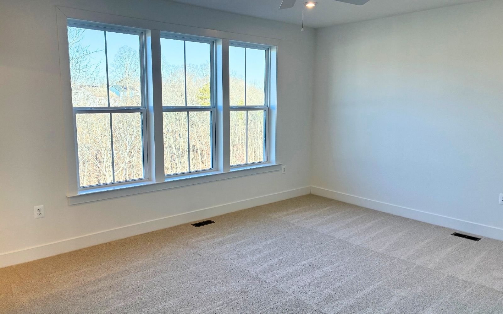 The primary bedroom of the Scarlet on homesite 106 at Cascades at Embrey Mill.