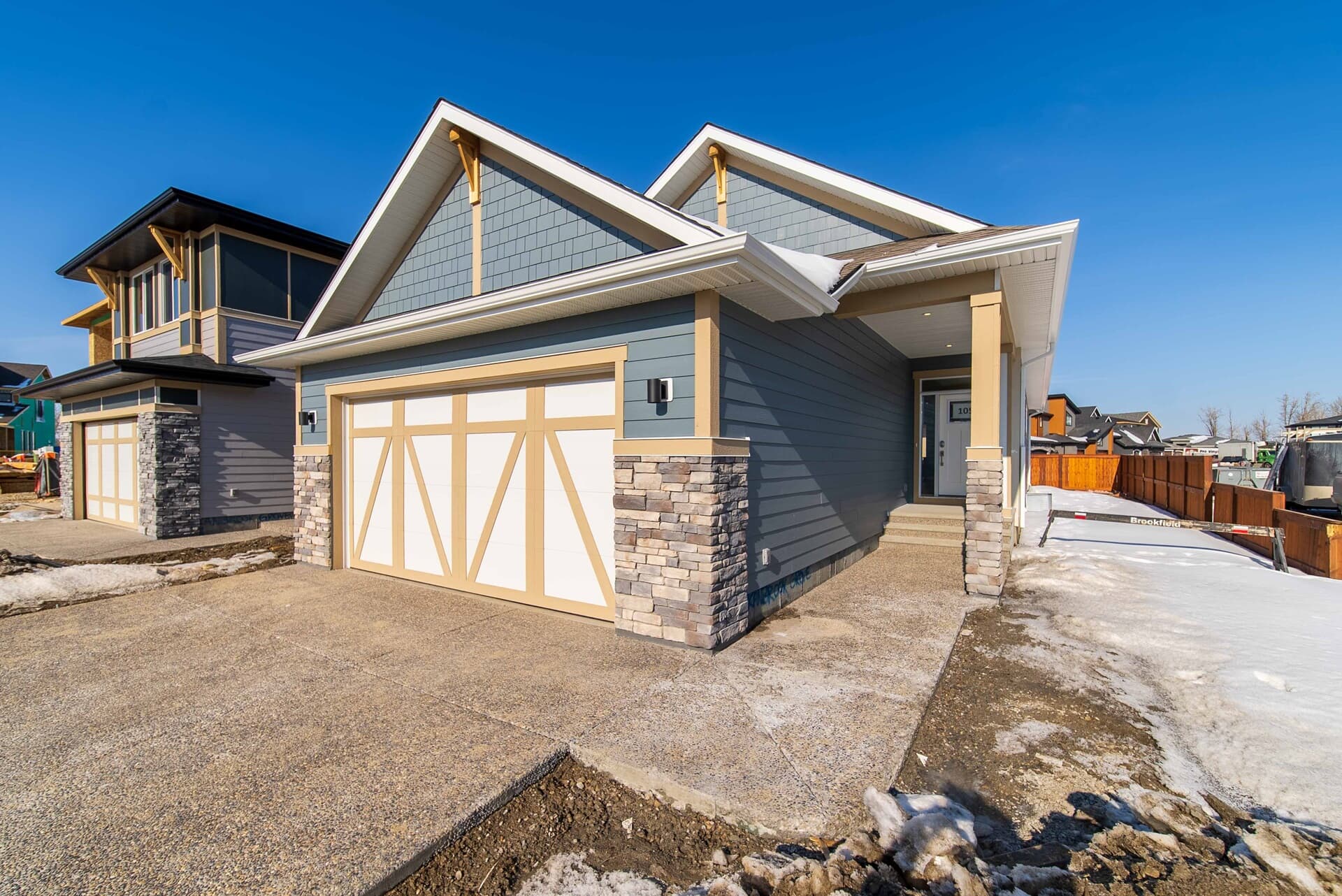 A photo of the exterior of the Monaco 28 showhome by Brookfield Residential