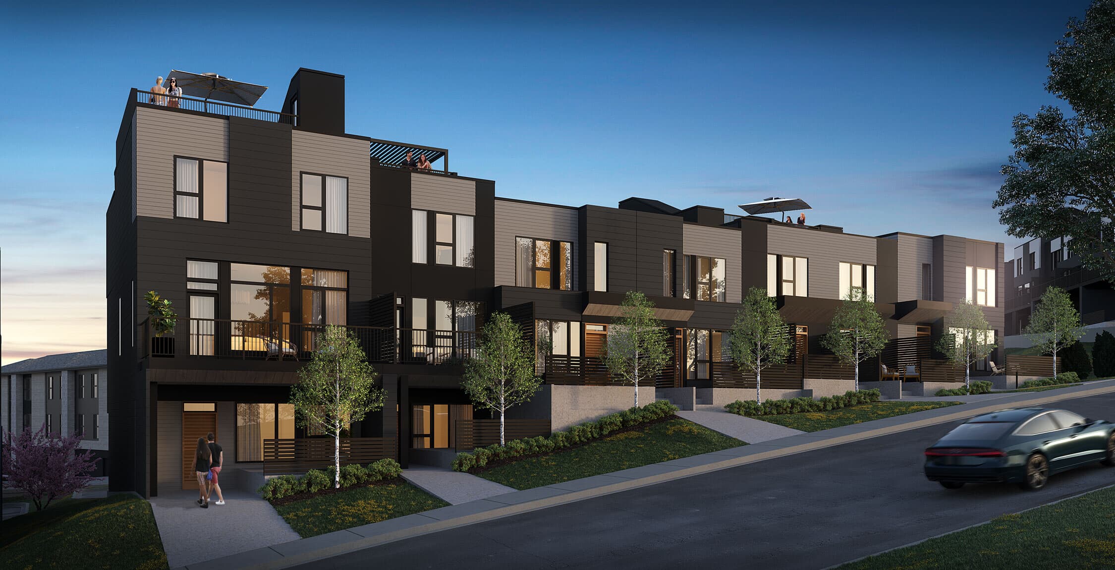 An exterior rendering of block 19 in Crown Park by Brookfield Residential