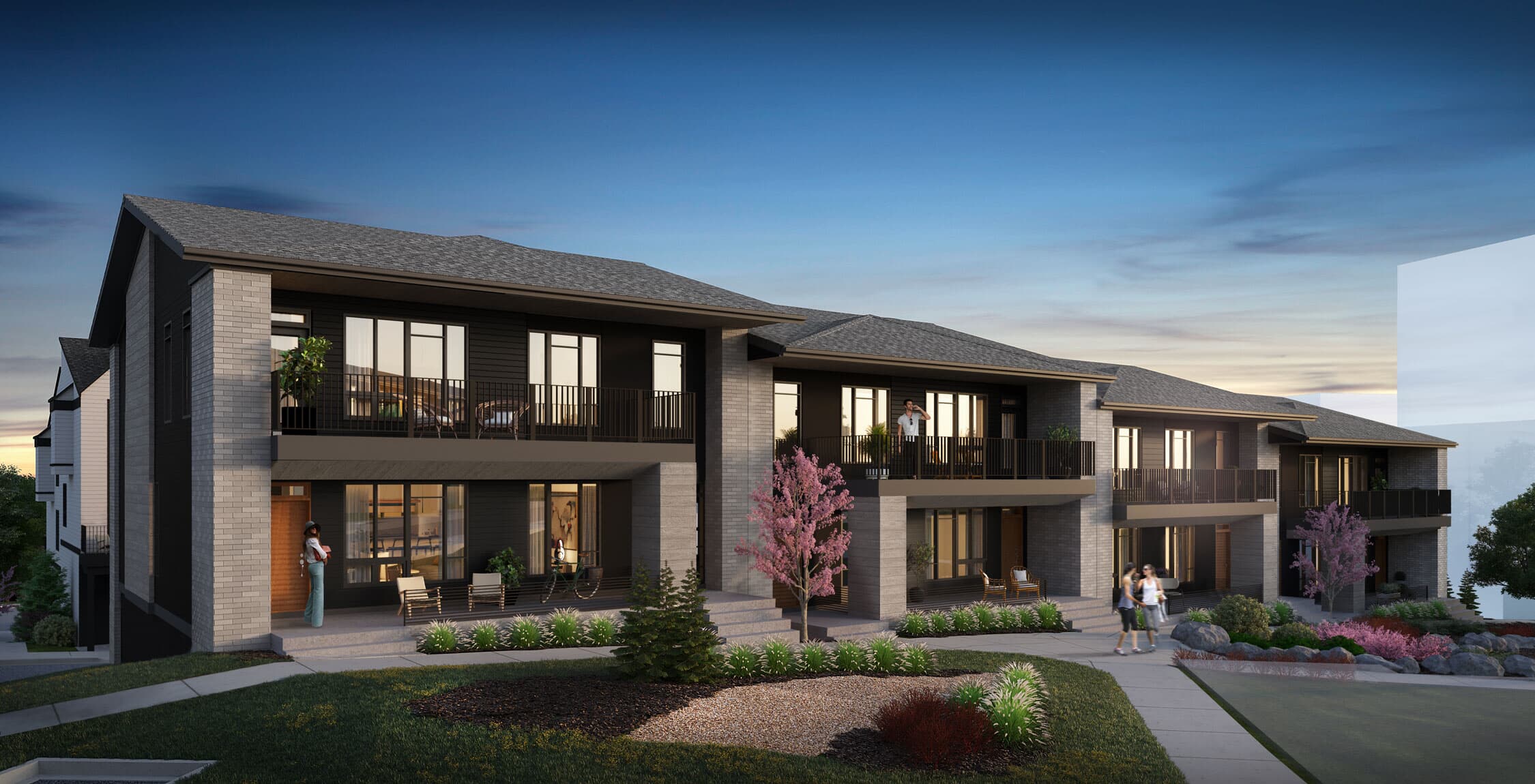 An exterior rendering of block 20 in Crown Park by Brookfield Residential