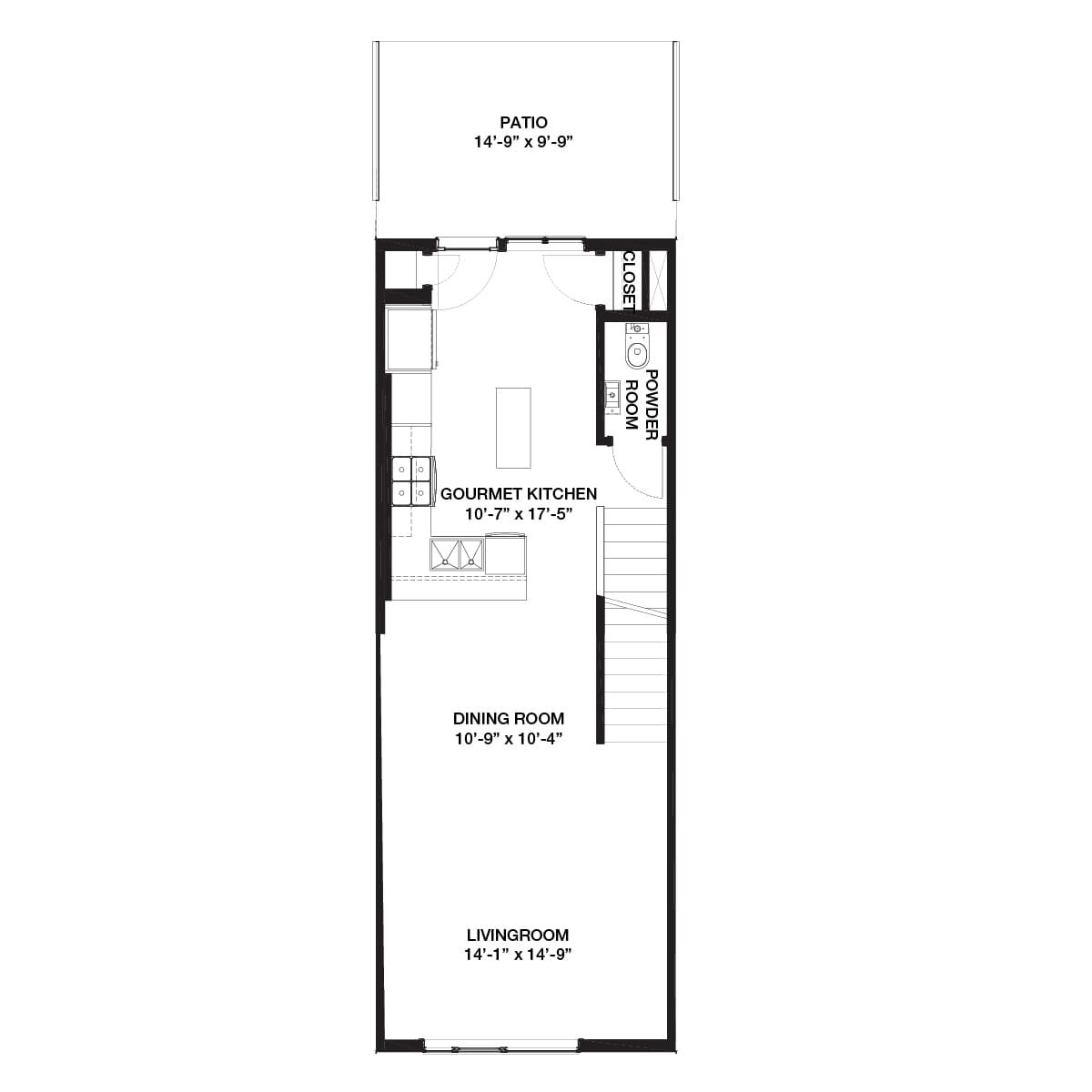 A blackline drawing of the Alameda floorplan in Crown Park by Brookfield Residential