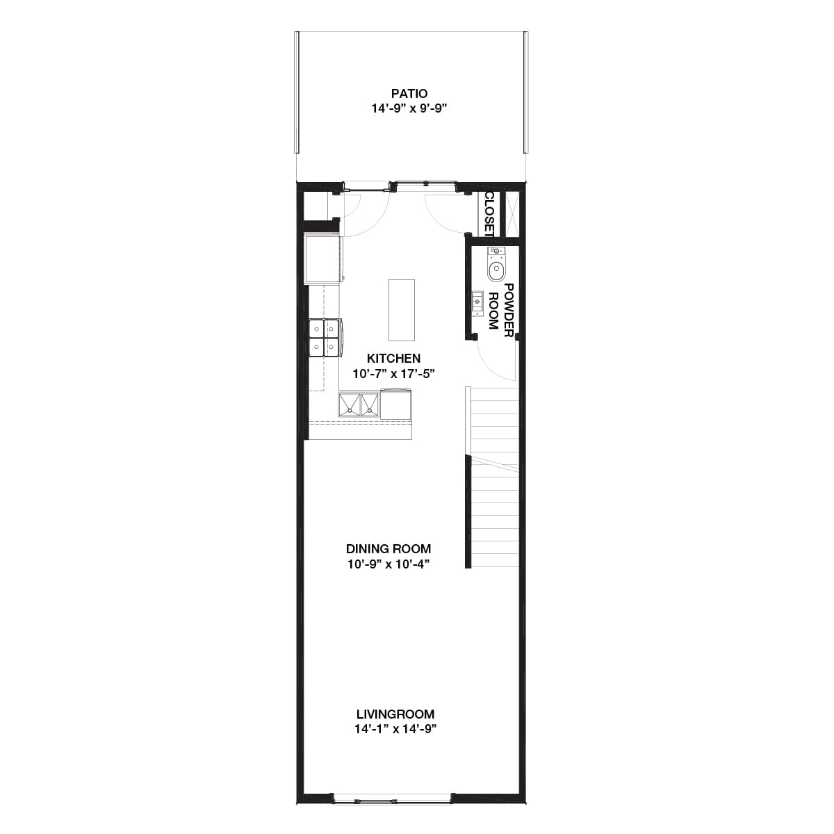 A blackline drawing of the Alameda floorplan in Crown Park by Brookfield Residential