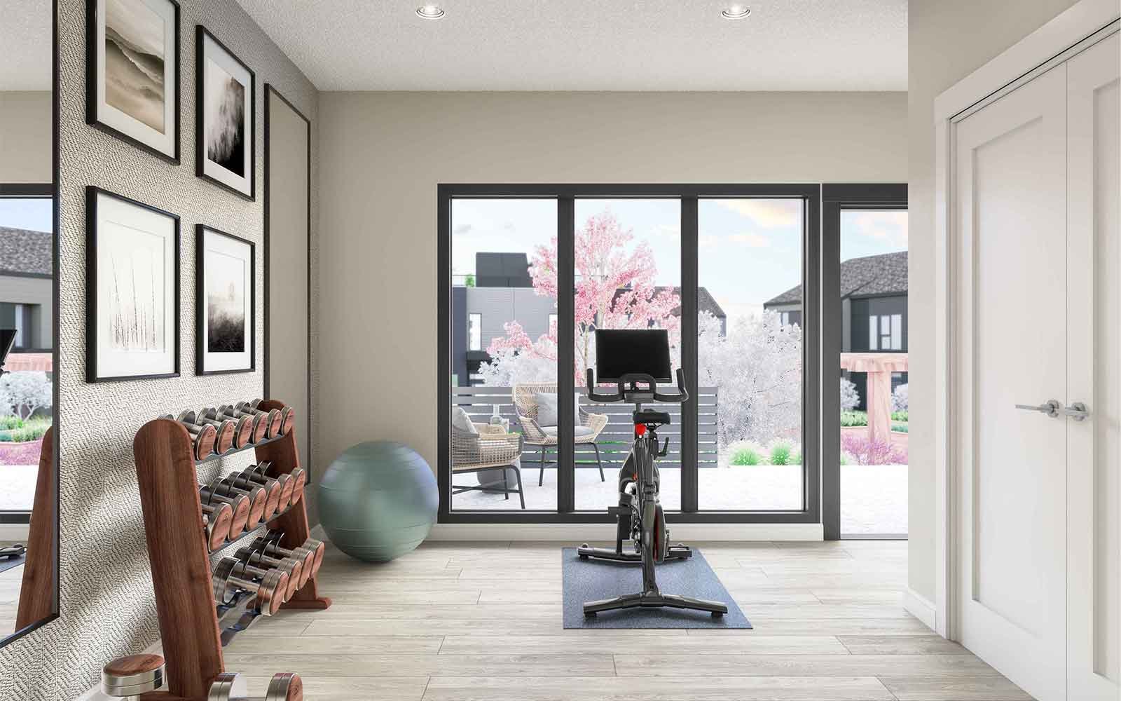 Interior rendering of the flex room of the Alameda model in Crown Park by Brookfield Residential