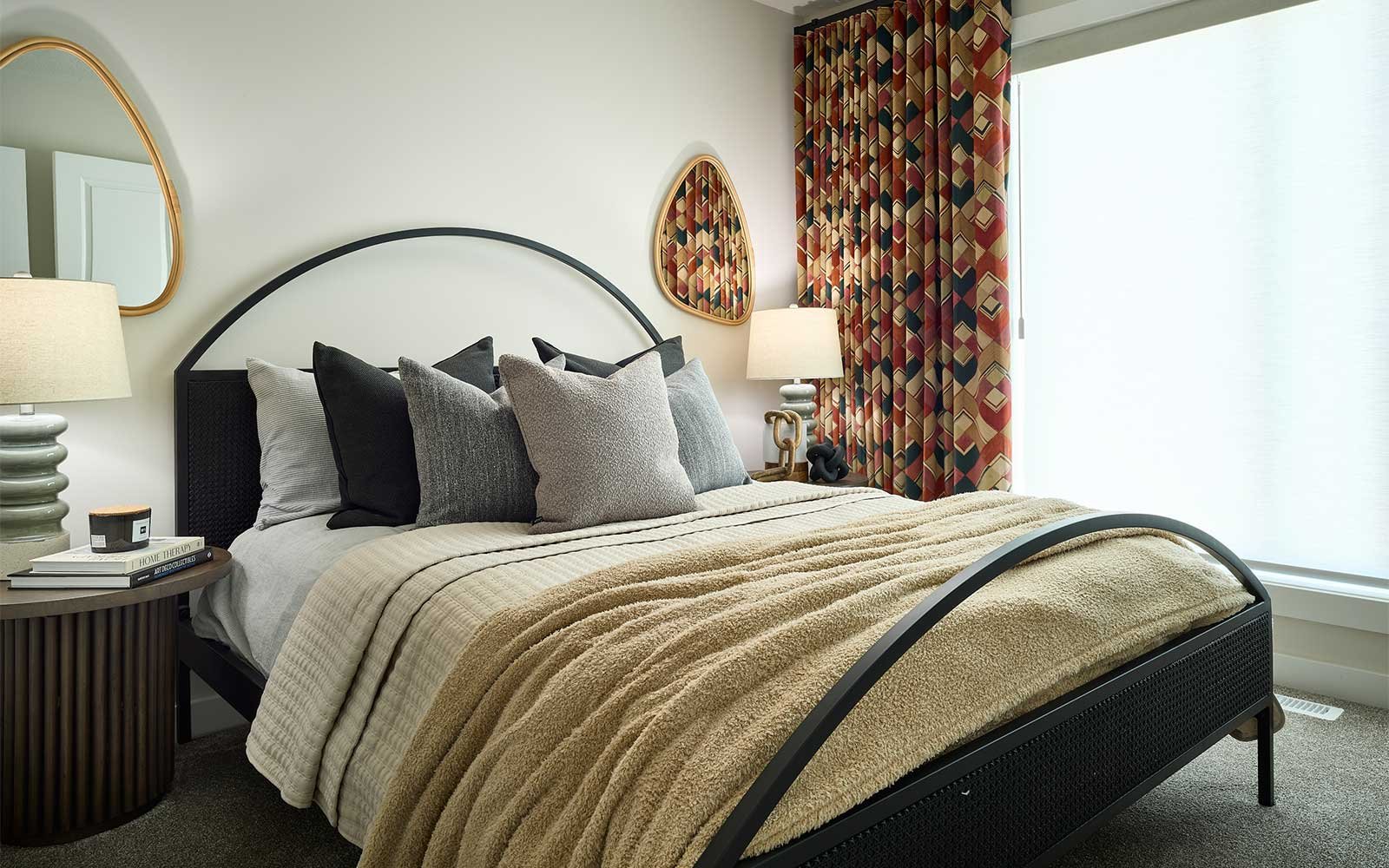 A photo of the bedroom in the Alameda show home in Crown Park by Brookfield Residential