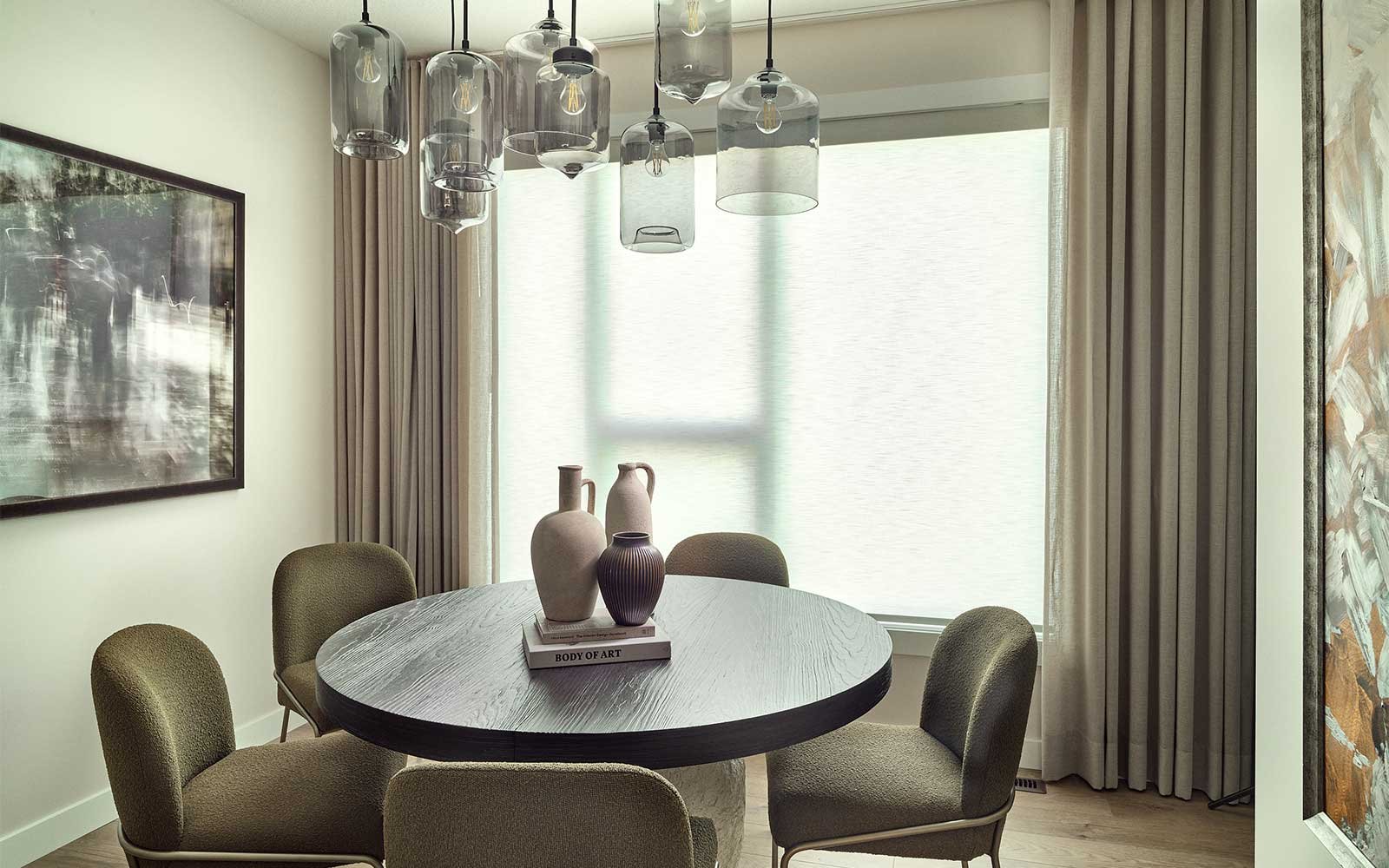 A photo of the dining are in the Alameda show home in Crown Park by Brookfield Residential