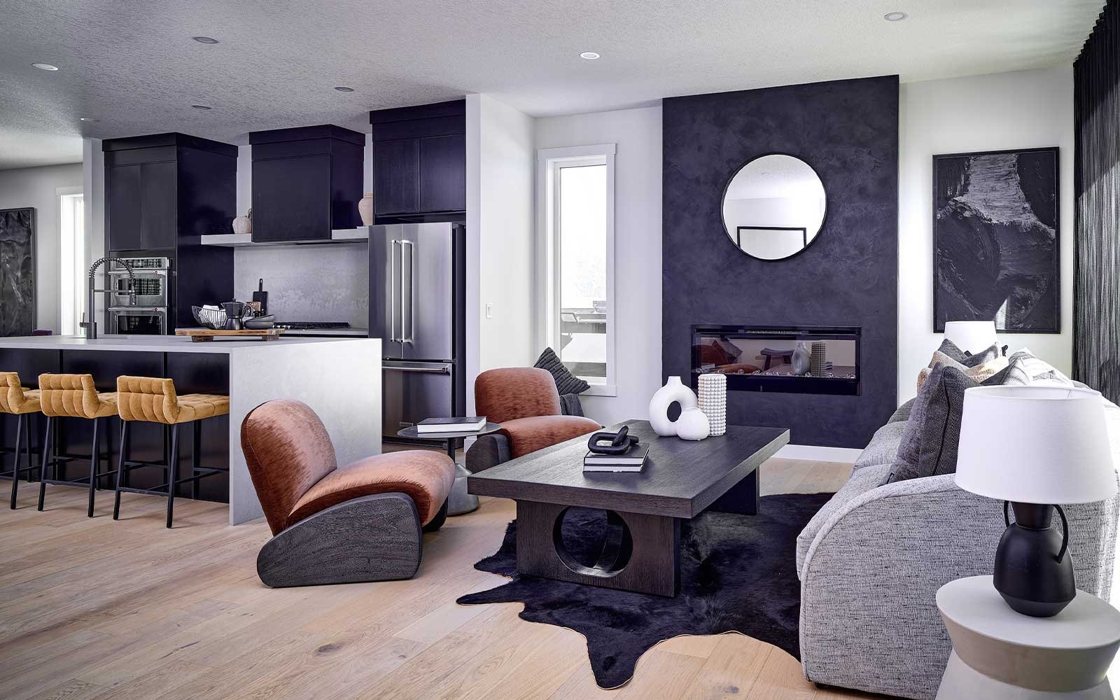 Photo of the great room of the Rouge show home in Crown Park by Brookfield Residential