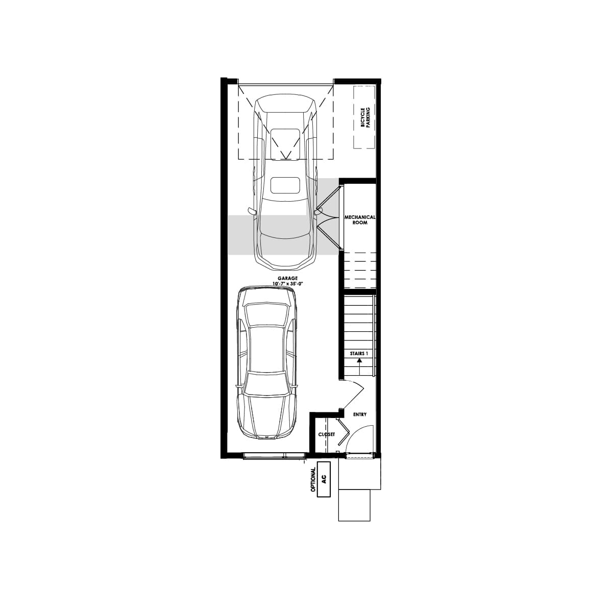 A blackline drawing of the Geranium floorplan at Rhythm in Taza Park by Brookfield Residential