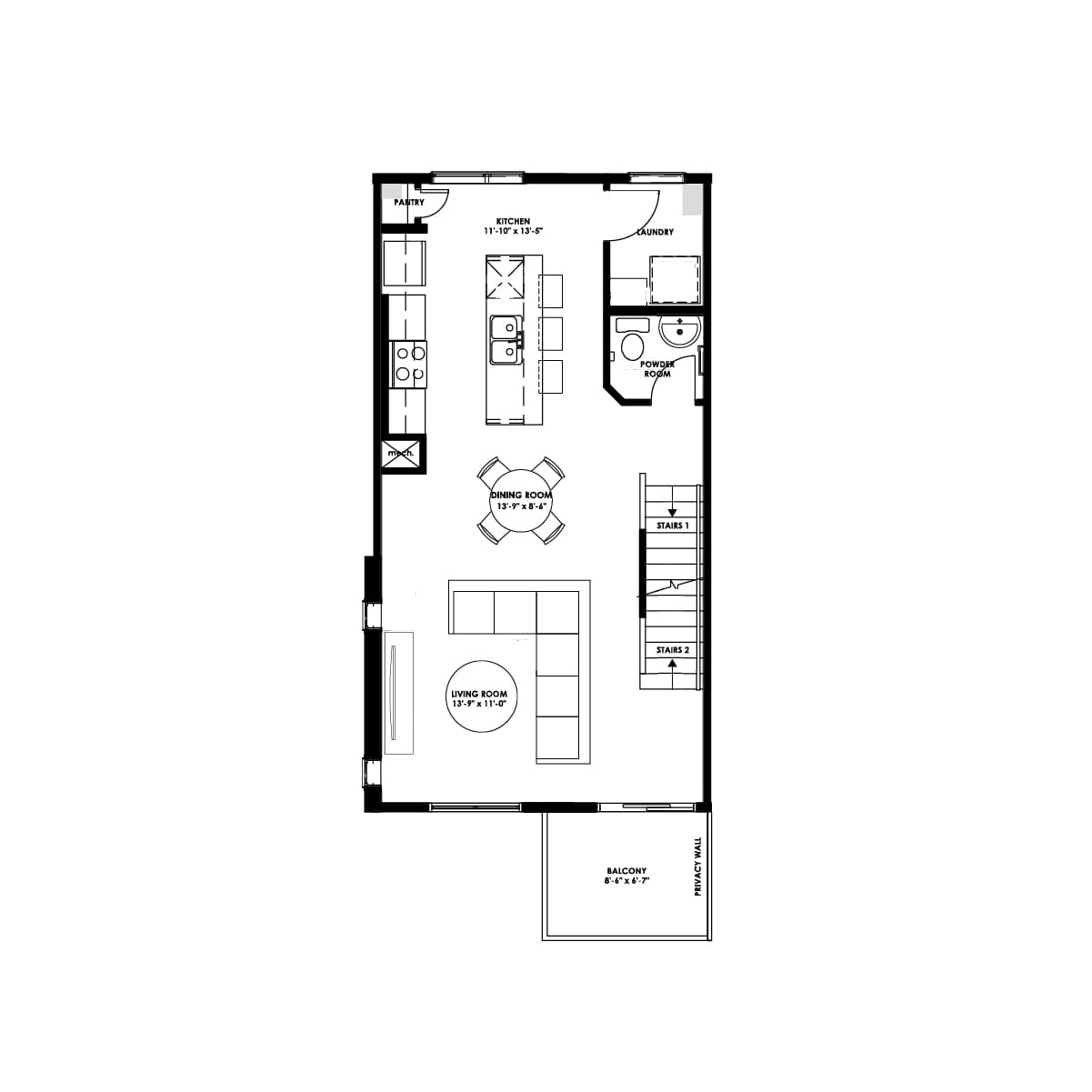 A blackline drawing of the Harebell floorplan at Rhythm in Taza Park by Brookfield Residential
