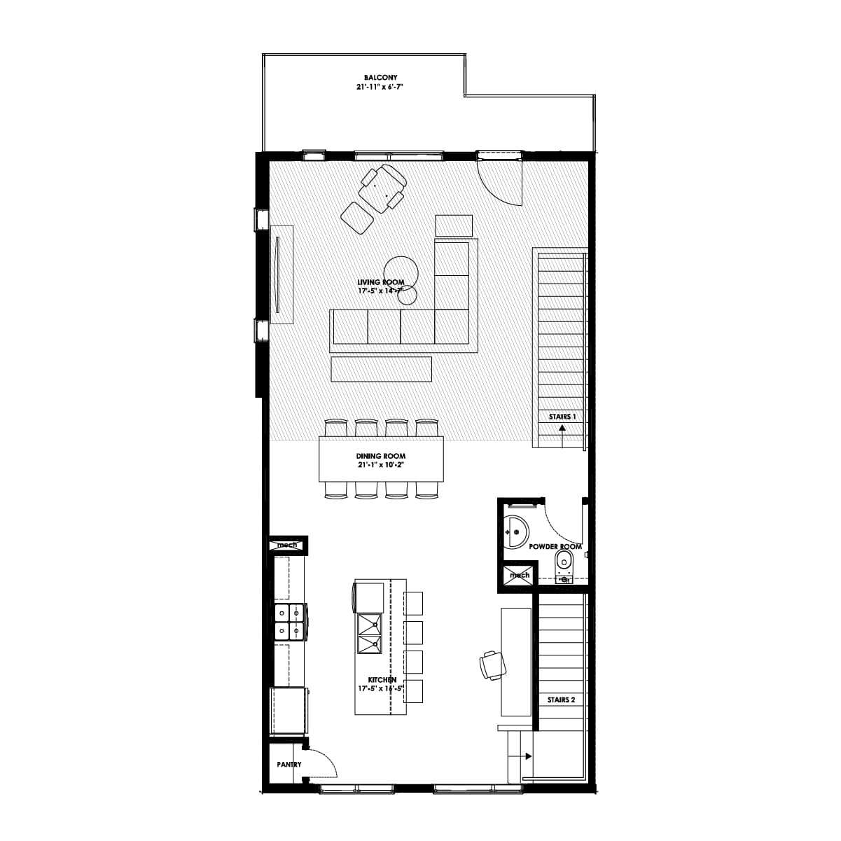 A blackline drawing of the Sage floorplan at Rhythm in Taza Park by Brookfield Residential