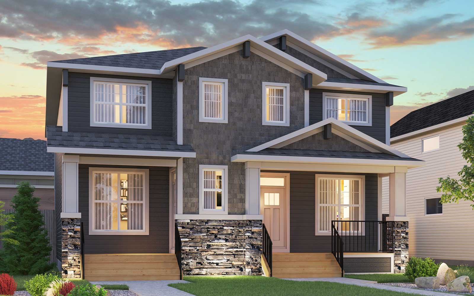Oak - Craftsman Exterior rendering of the Oak Craftsman model by Brookfield Residential