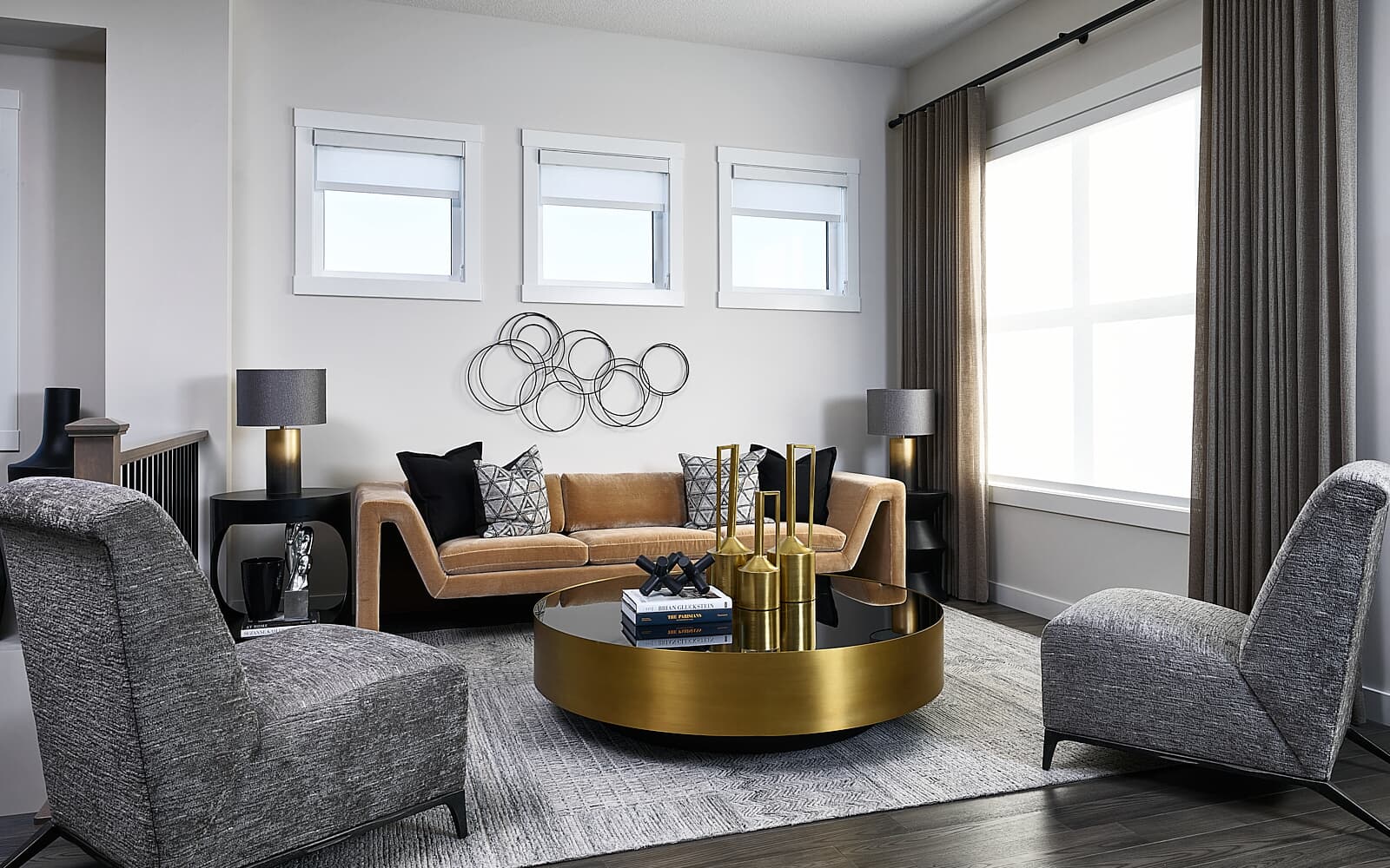 Living room of the York showhome in Rockland Park by Brookfield Residential