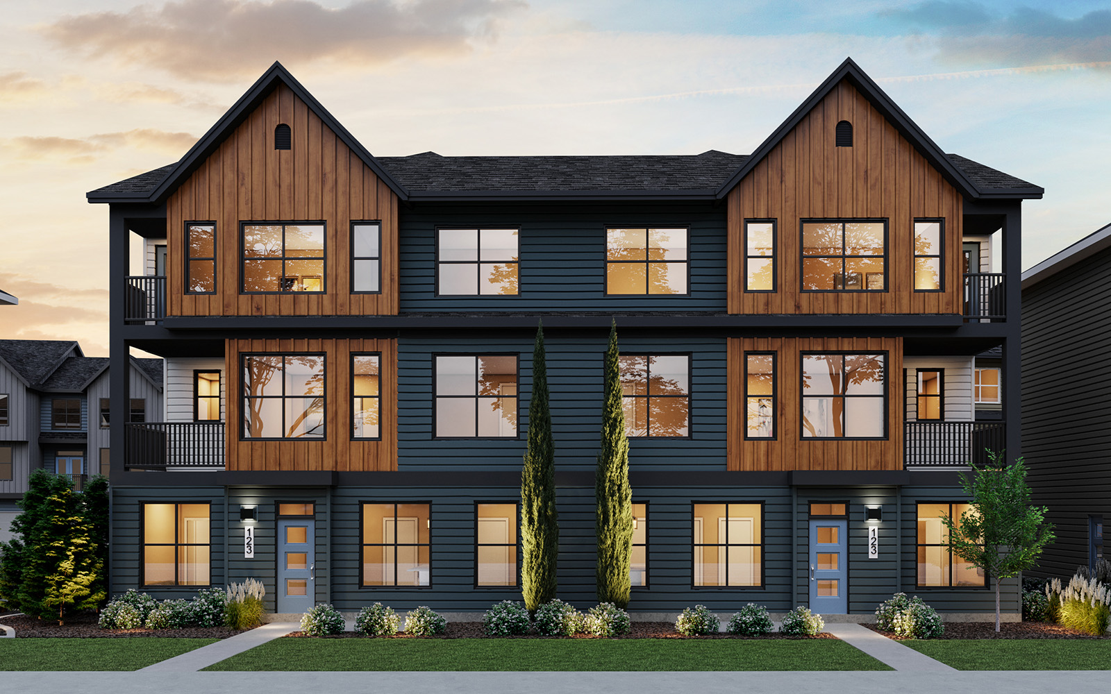 Exterior rendering of block 3 at Brightside on Main