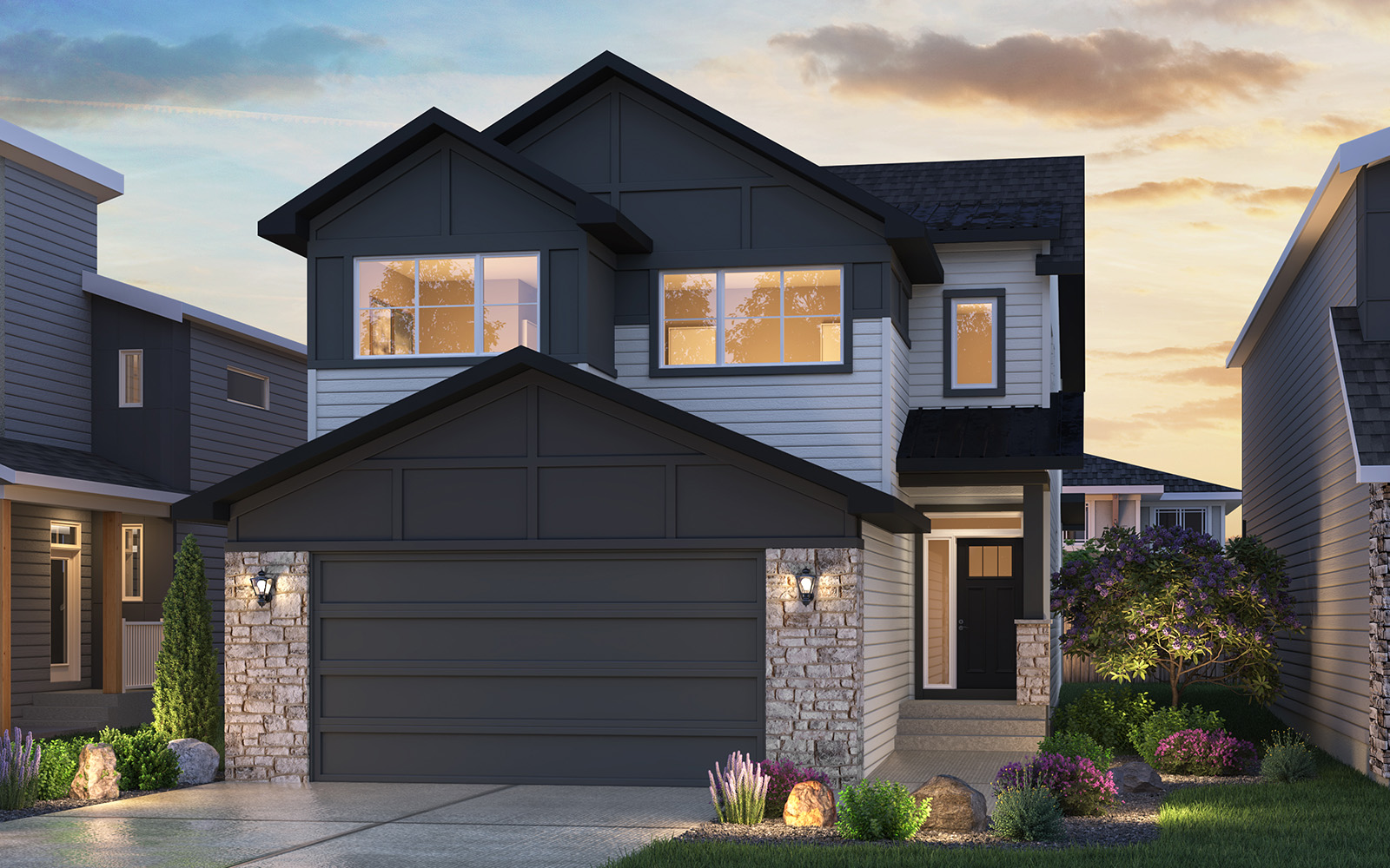 Modern Craftsman rendering of the Accadia 28 model by Brookfield Residential