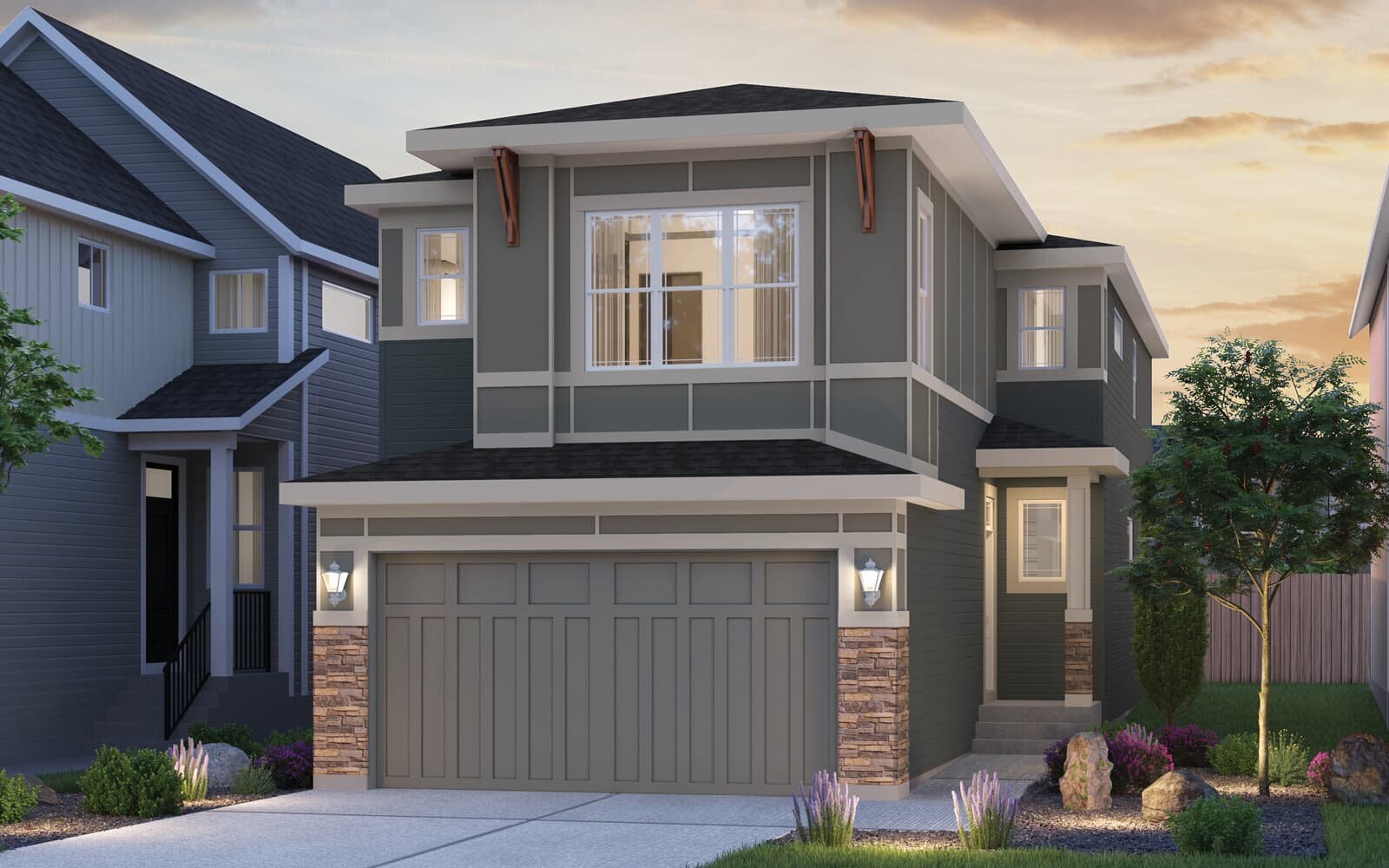 Exterior rendering of the Purcell 2 Prairie by Brookfield Residential in Calgary.