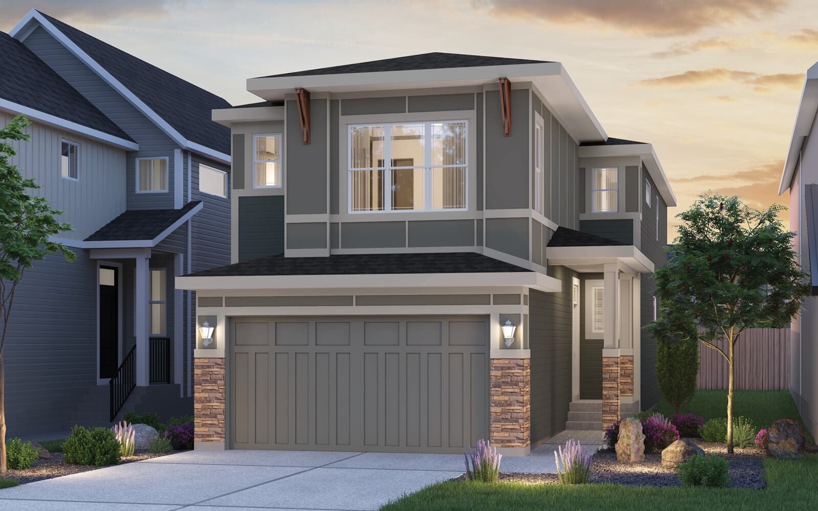 Exterior rendering of the Purcell 2 Prairie by Brookfield Residential in Calgary.